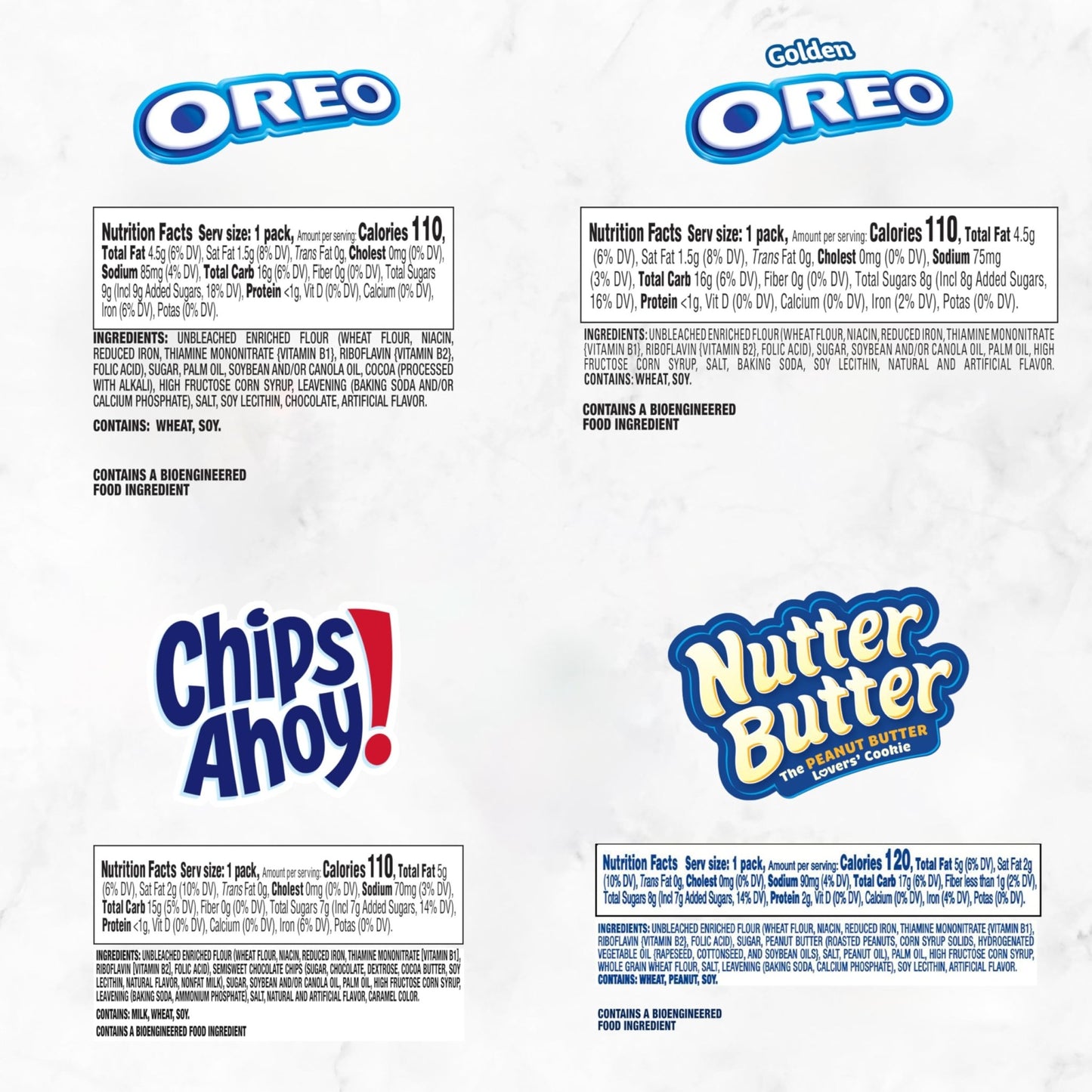 OREO Original, OREO Golden, CHIPS AHOY! & Nutter Butter Cookie Snacks Variety Pack, School Snacks, 56 Snack Packs (2 Cookies Per Pack) - Fresh Hearth