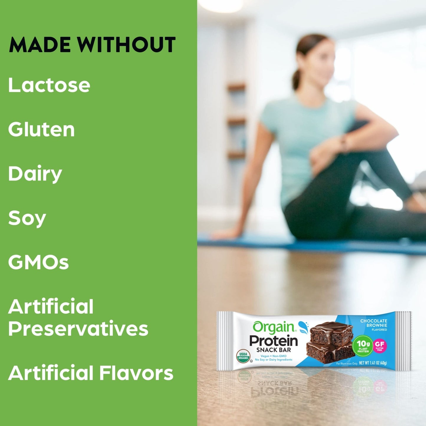 Orgain Organic Vegan Protein Bars, Chocolate Brownie - 10g Plant Based Protein, Low Calorie Healthy Snacks, No Lactose or Soy Ingredients, Gluten Free, Non - GMO - 1.41 Oz (Pack of 12) - Fresh Hearth