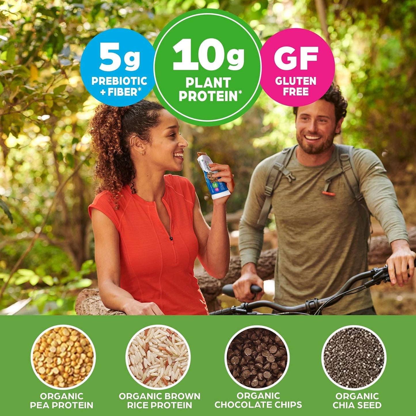 Orgain Organic Vegan Protein Bars, Chocolate Chip Cookie Dough - 10g Plant Based Protein, Low Calorie Healthy Snacks, No Lactose or Soy Ingredients, Gluten Free, Non - GMO - 1.41 Oz (Pack of 12) - Fresh Hearth