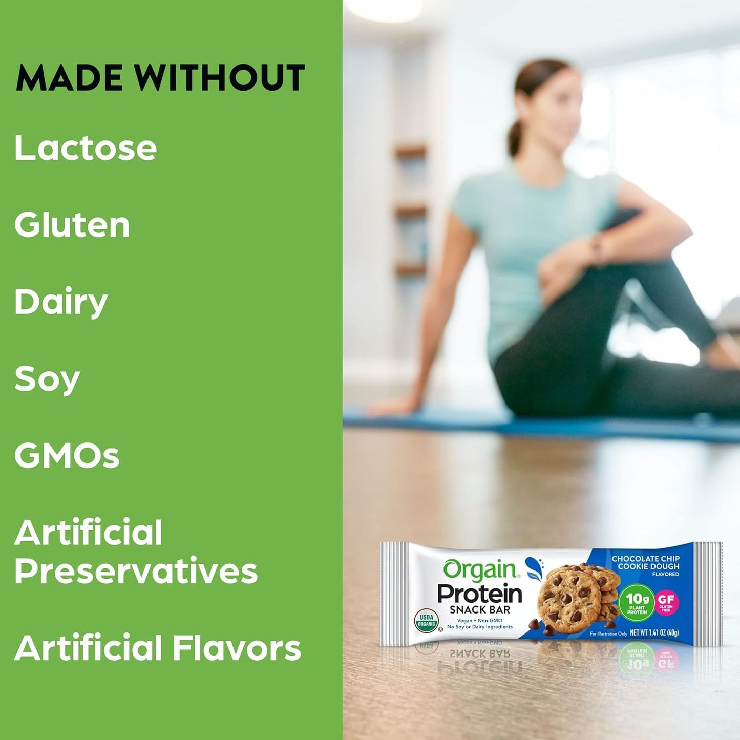 Orgain Organic Vegan Protein Bars, Chocolate Chip Cookie Dough - 10g Plant Based Protein, Low Calorie Healthy Snacks, No Lactose or Soy Ingredients, Gluten Free, Non - GMO - 1.41 Oz (Pack of 12) - Fresh Hearth