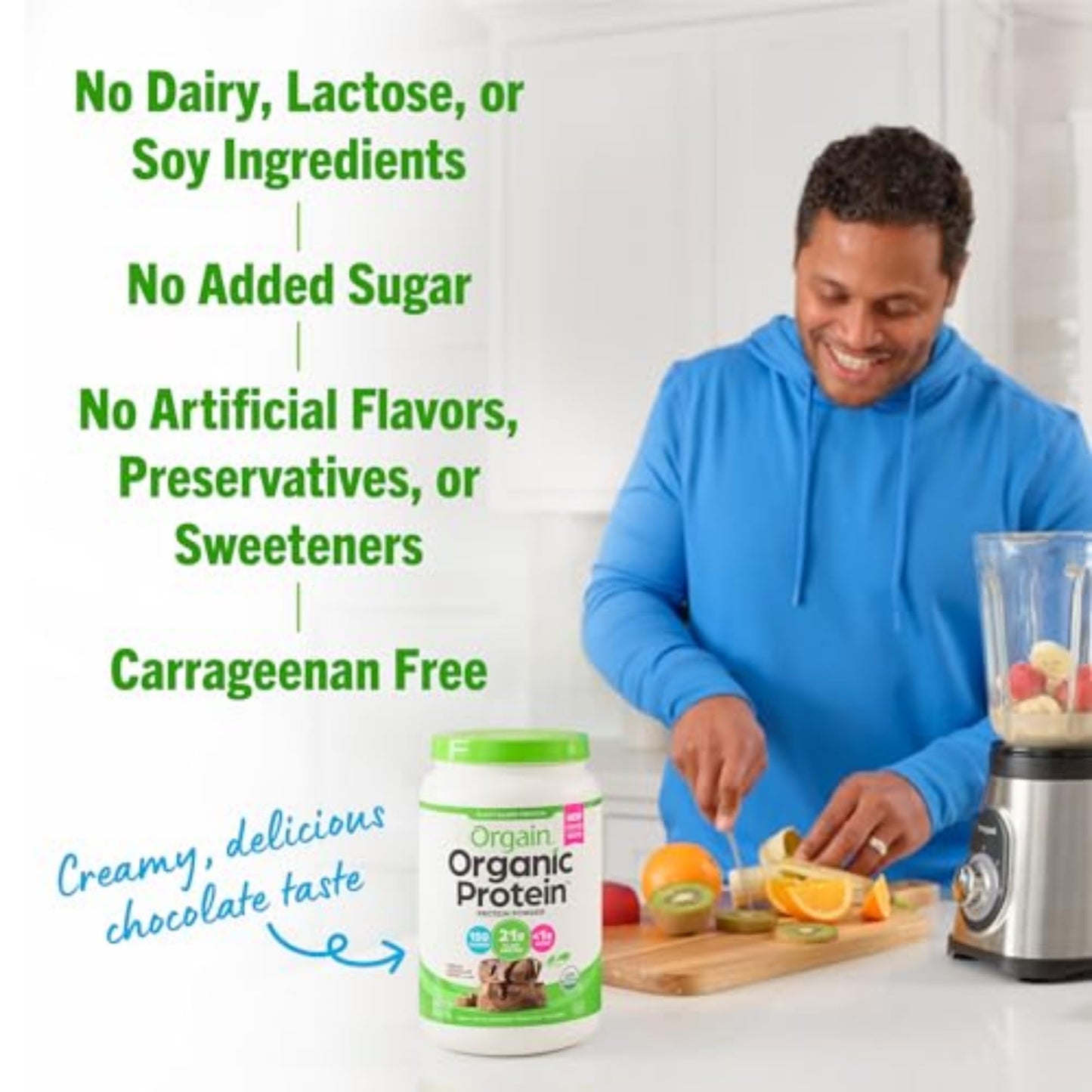 Orgain Organic Vegan Protein Powder, Creamy Chocolate Fudge - 21g Plant Protein, 6g Prebiotic Fiber, Low Net Carb, No Lactose Ingredients, No Added Sugar, Non - GMO, For Shakes & Smoothies, 2.03 lb - Fresh Hearth