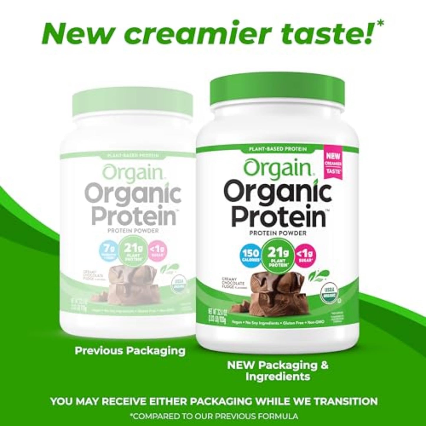Orgain Organic Vegan Protein Powder, Creamy Chocolate Fudge - 21g Plant Protein, 6g Prebiotic Fiber, Low Net Carb, No Lactose Ingredients, No Added Sugar, Non - GMO, For Shakes & Smoothies, 2.03 lb - Fresh Hearth