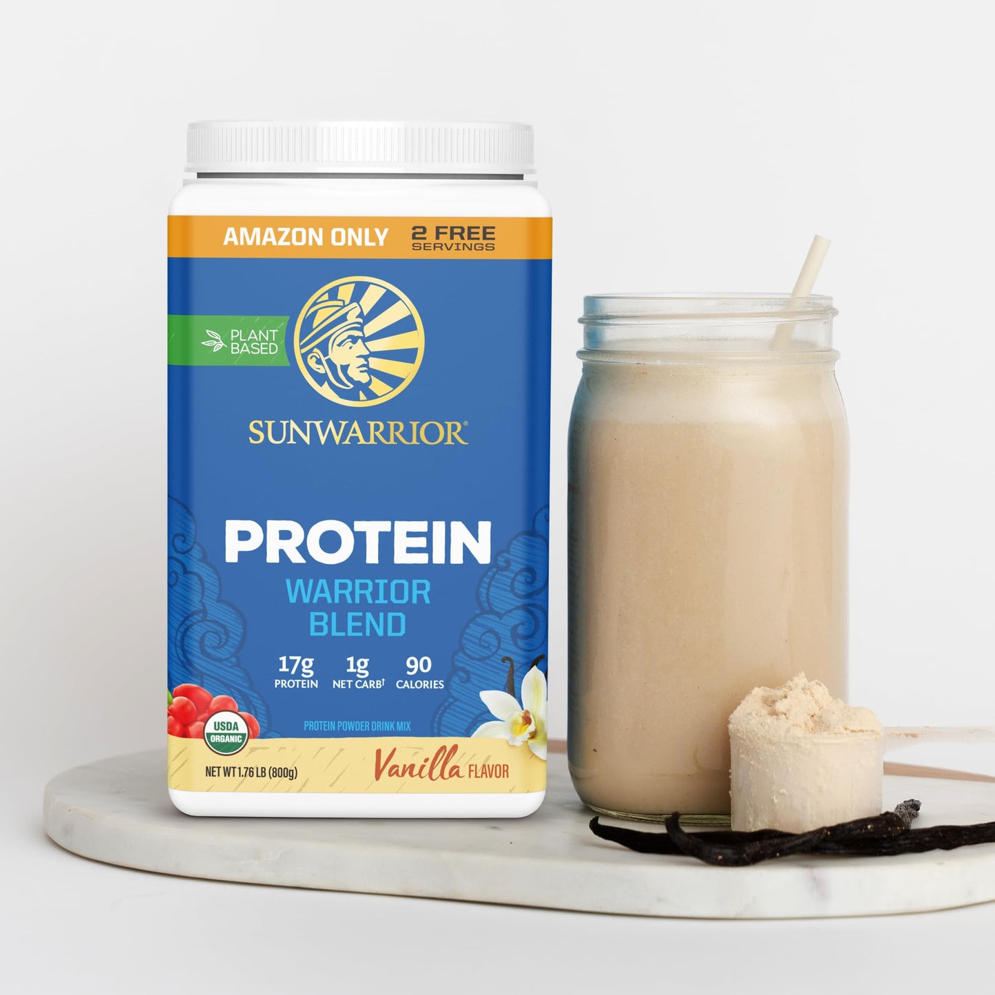Organic Plant Based Protein Powder | Vegan Organic Protein Powder Vanilla Flavored with BCAA Amino Acids & Hemp Seed Pea Blend | Non - GMO Soy Dairy Filler & Gluten Free (Vanilla, 32 Servings) - Fresh Hearth