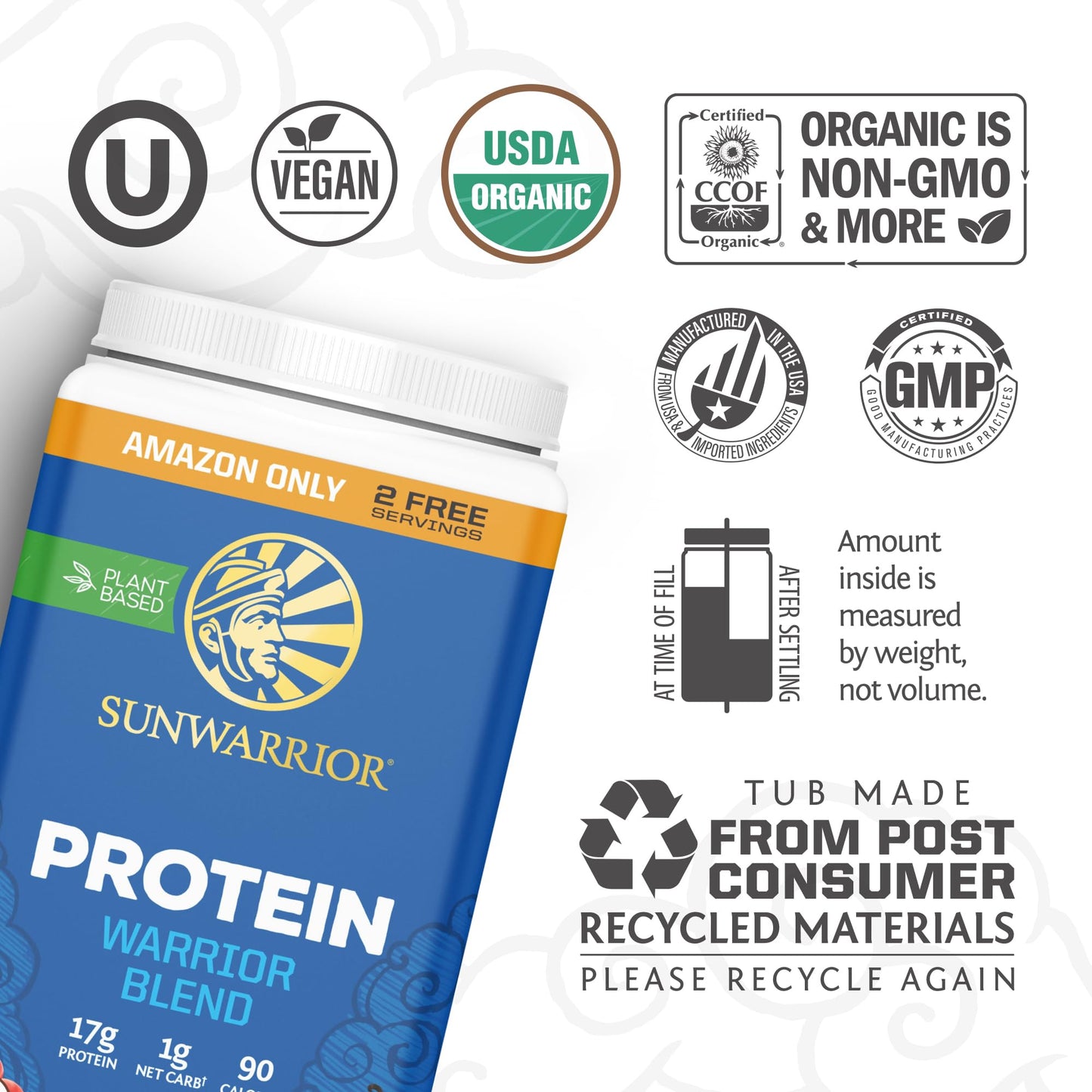 Organic Plant Based Protein Powder | Vegan Organic Protein Powder Vanilla Flavored with BCAA Amino Acids & Hemp Seed Pea Blend | Non - GMO Soy Dairy Filler & Gluten Free (Vanilla, 32 Servings) - Fresh Hearth