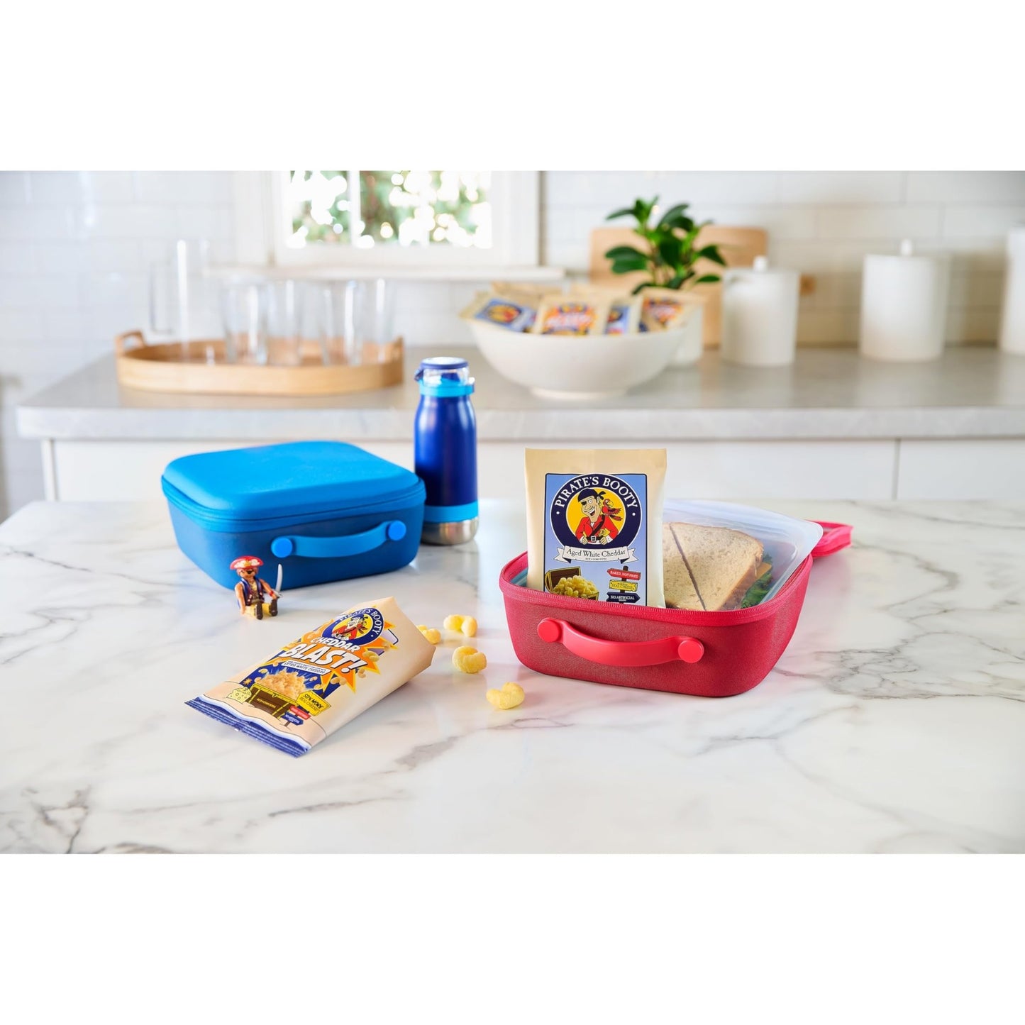 Pirate's Booty Aged White Cheddar and Cheddar Blast Cheese Puffs Variety Pack, Gluten - Free, Kids Snacks, 0.5oz and 0.75oz (18ct) - Fresh Hearth