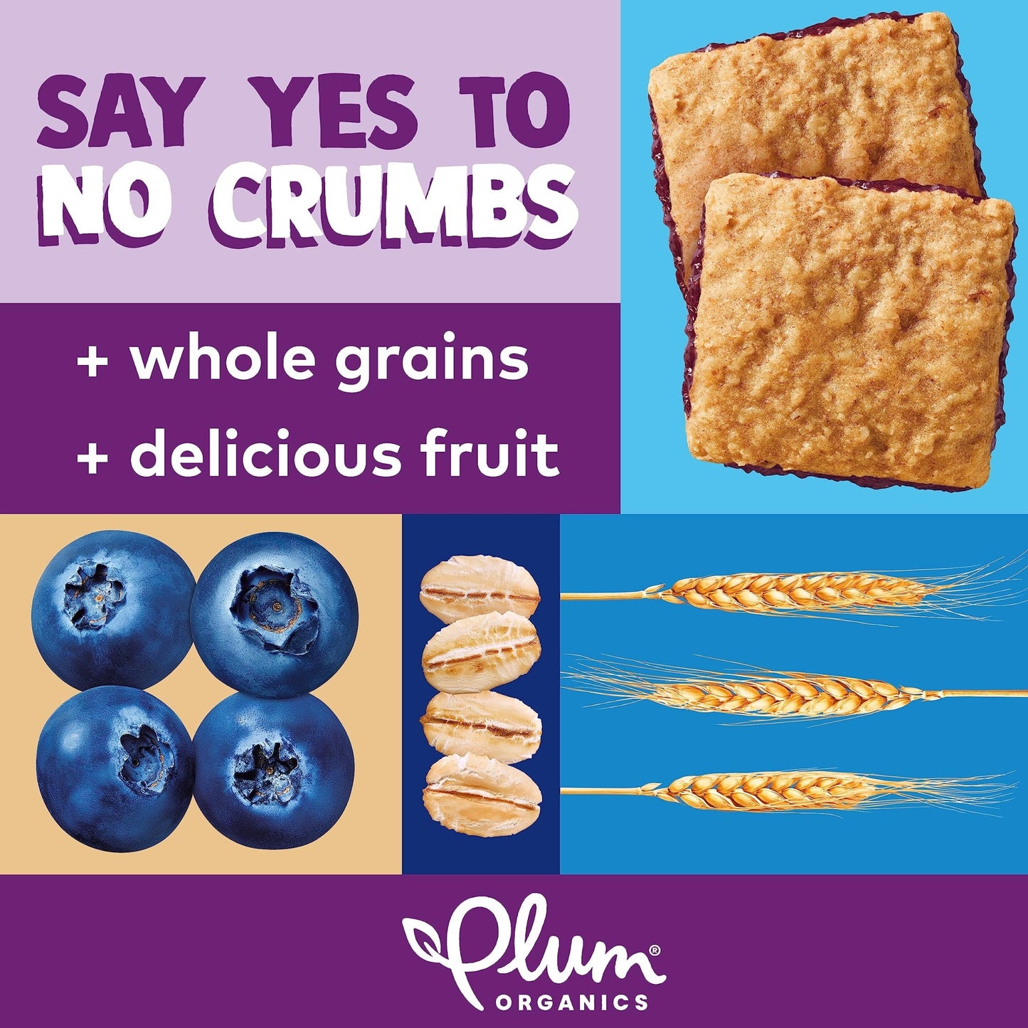Plum Organics Jammy Sammy Snack Bars - Blueberry and Oatmeal - 1.02 oz Bars (Pack of 10) - Organic Toddler Food Snack Bars - Fresh Hearth