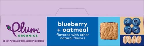 Plum Organics Jammy Sammy Snack Bars - Blueberry and Oatmeal - 1.02 oz Bars (Pack of 10) - Organic Toddler Food Snack Bars - Fresh Hearth