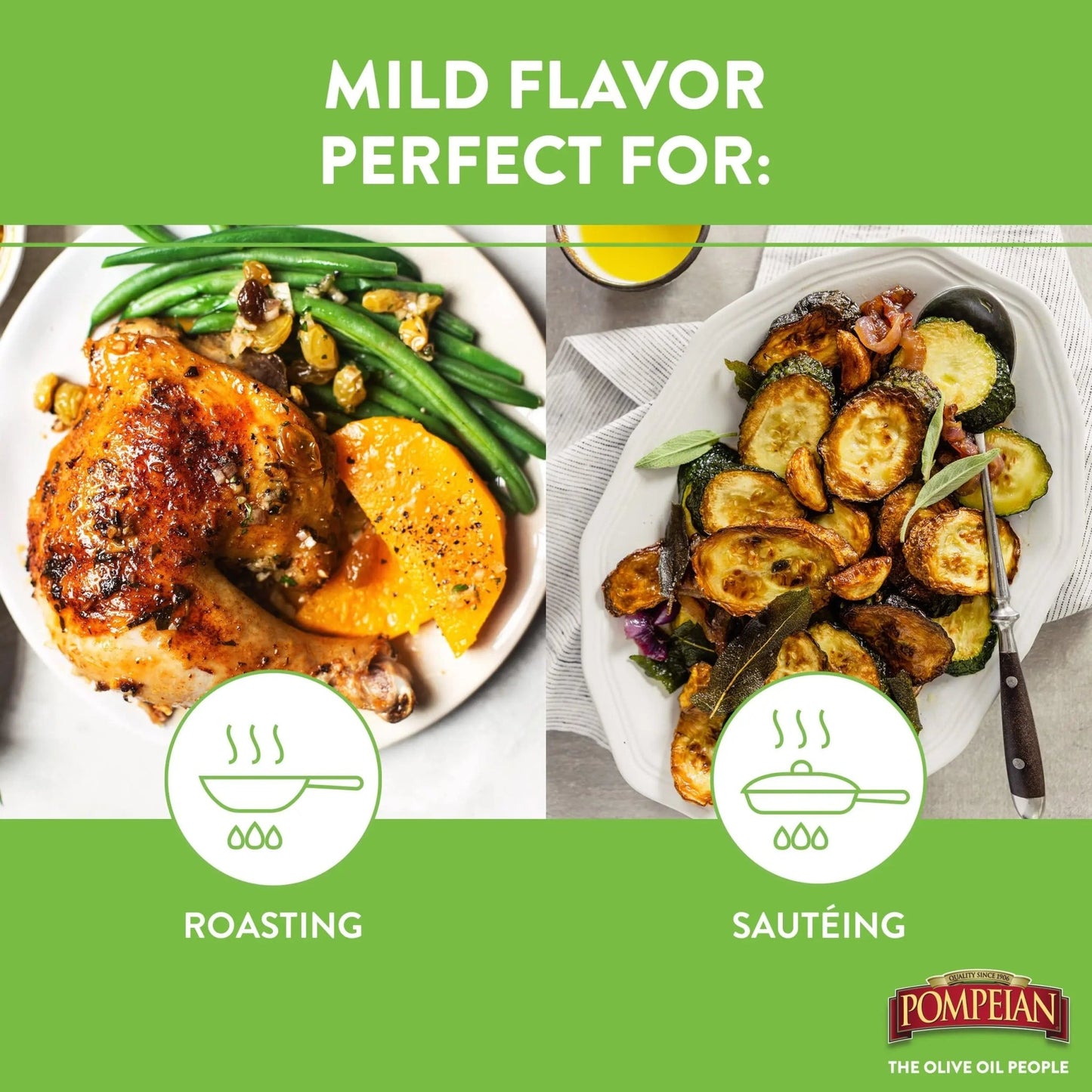 Pompeian Mild Taste Olive Oil, Perfect for Roasting & Sauteing, Naturally Gluten - Free, Non - Allergenic, Non - GMO, 68 FL. OZ. - Fresh Hearth