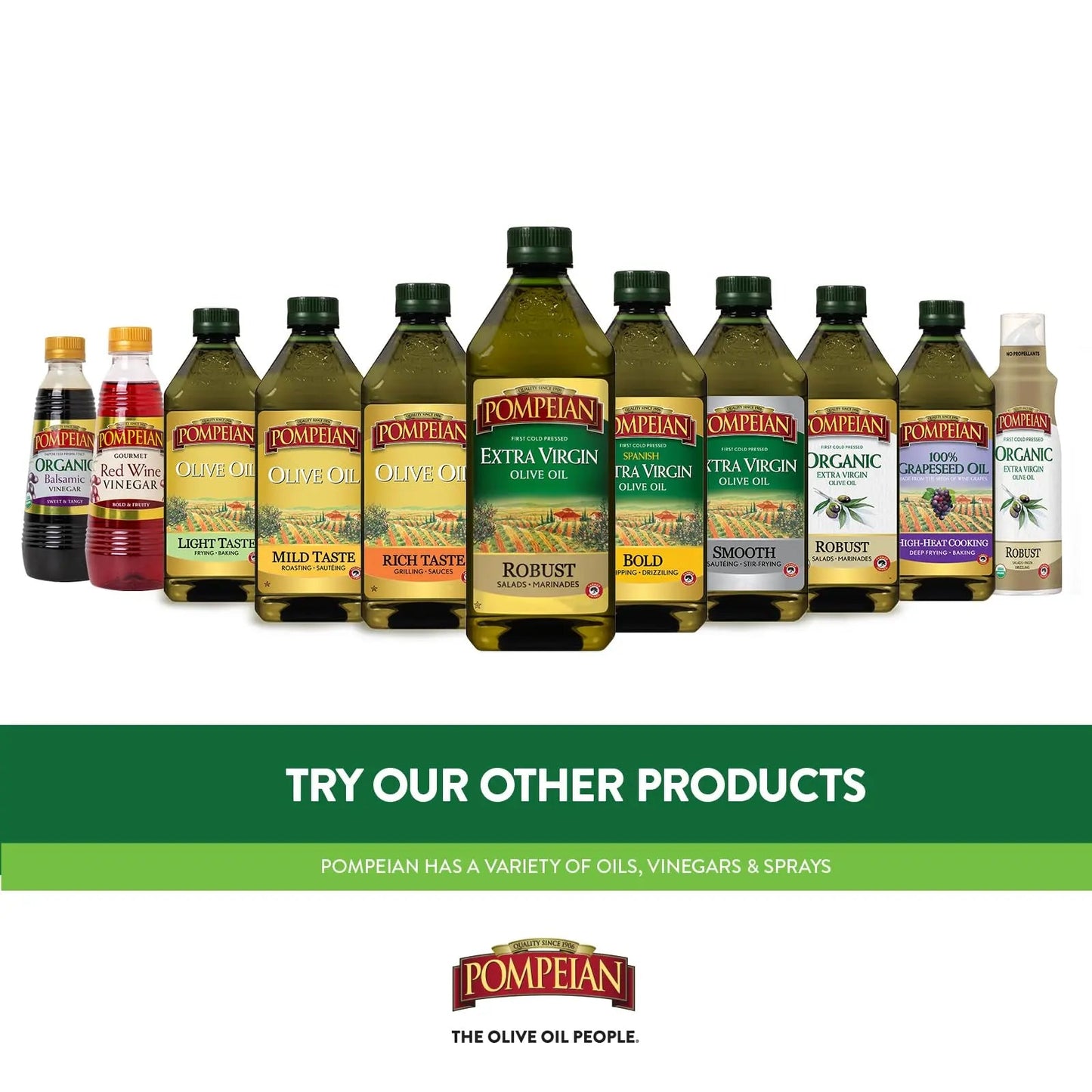 Pompeian Olive Oil Variety Pack - Smooth Extra Virgin Olive Oil, Robust Extra Virgin Olive Oil, Naturally Gluten - Free, Non - Allergenic, Non - GMO, 68 Fl Oz (Pack of 2) - Fresh Hearth