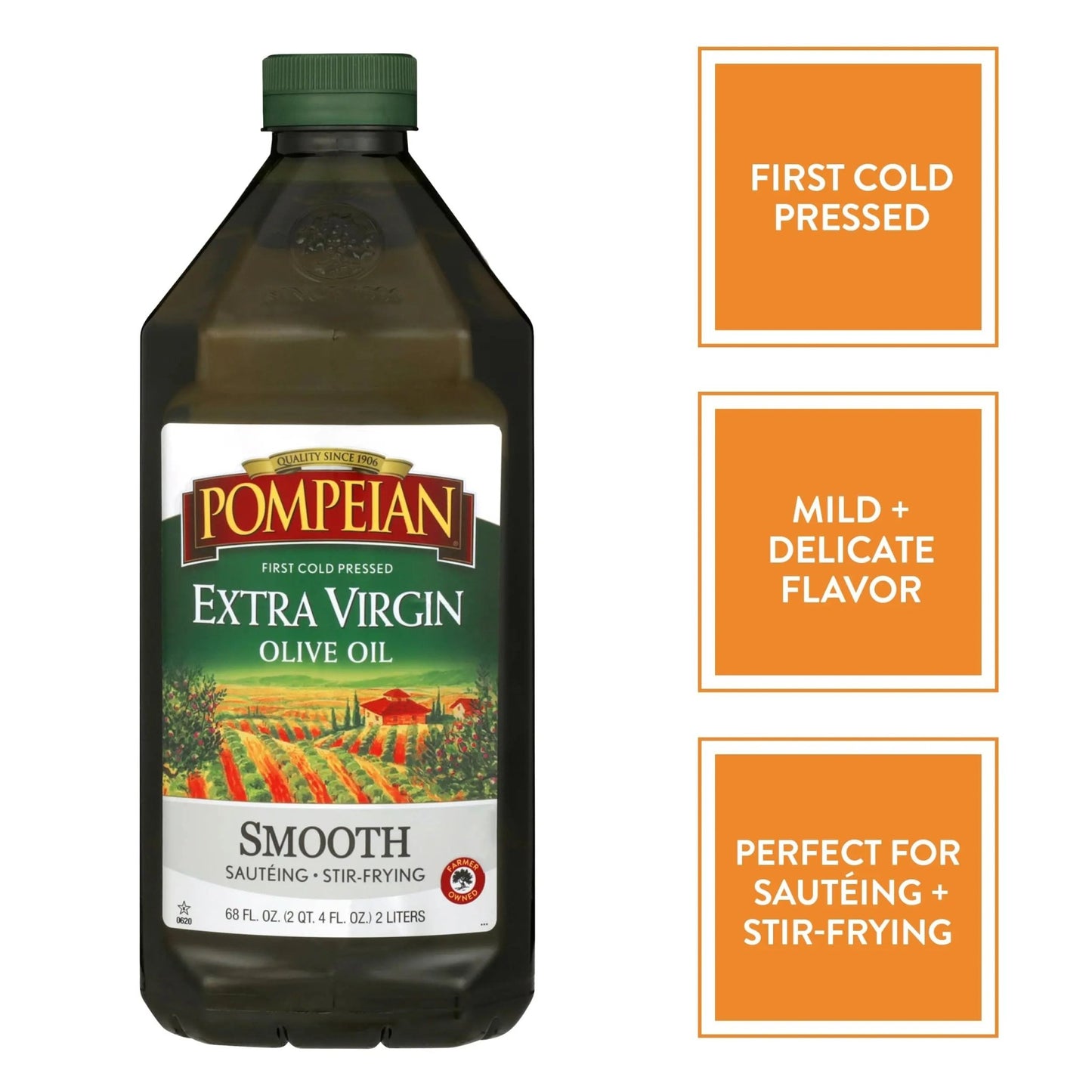 Pompeian Olive Oil Variety Pack - Smooth Extra Virgin Olive Oil, Robust Extra Virgin Olive Oil, Naturally Gluten - Free, Non - Allergenic, Non - GMO, 68 Fl Oz (Pack of 2) - Fresh Hearth
