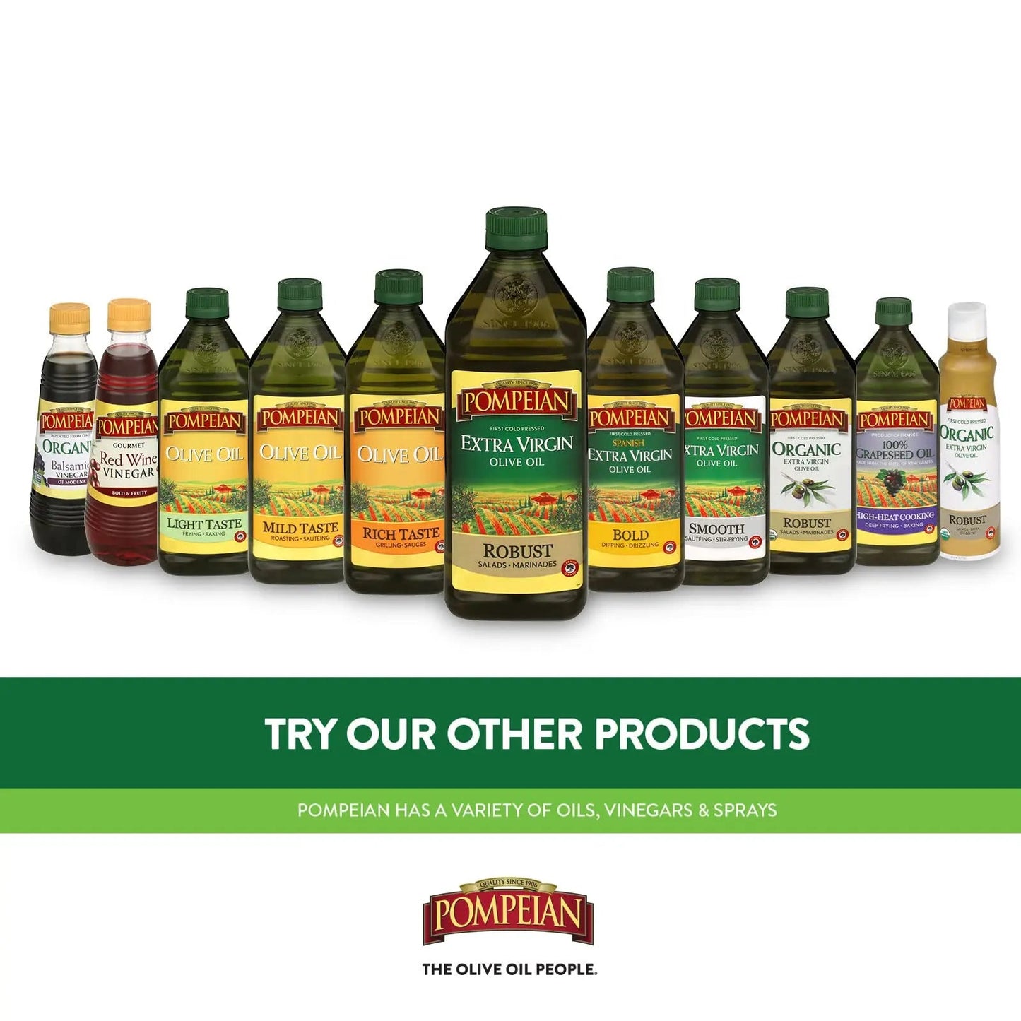 Pompeian Smooth Extra Virgin Olive Oil, Contains Polyphenols, First Cold Pressed Oil, Mild and Delicate Flavor, Perfect for Sauteing & Stir - Frying, Naturally Gluten - Free, Non - GMO, 68 Fl Oz, Single Bottle - Fresh Hearth