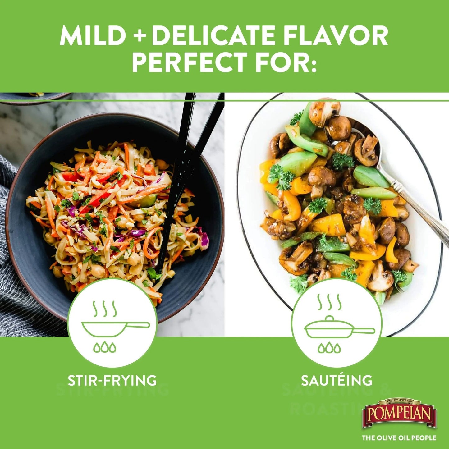 Pompeian Smooth Extra Virgin Olive Oil, Contains Polyphenols, First Cold Pressed Oil, Mild and Delicate Flavor, Perfect for Sauteing & Stir - Frying, Naturally Gluten - Free, Non - GMO, 68 Fl Oz, Single Bottle - Fresh Hearth