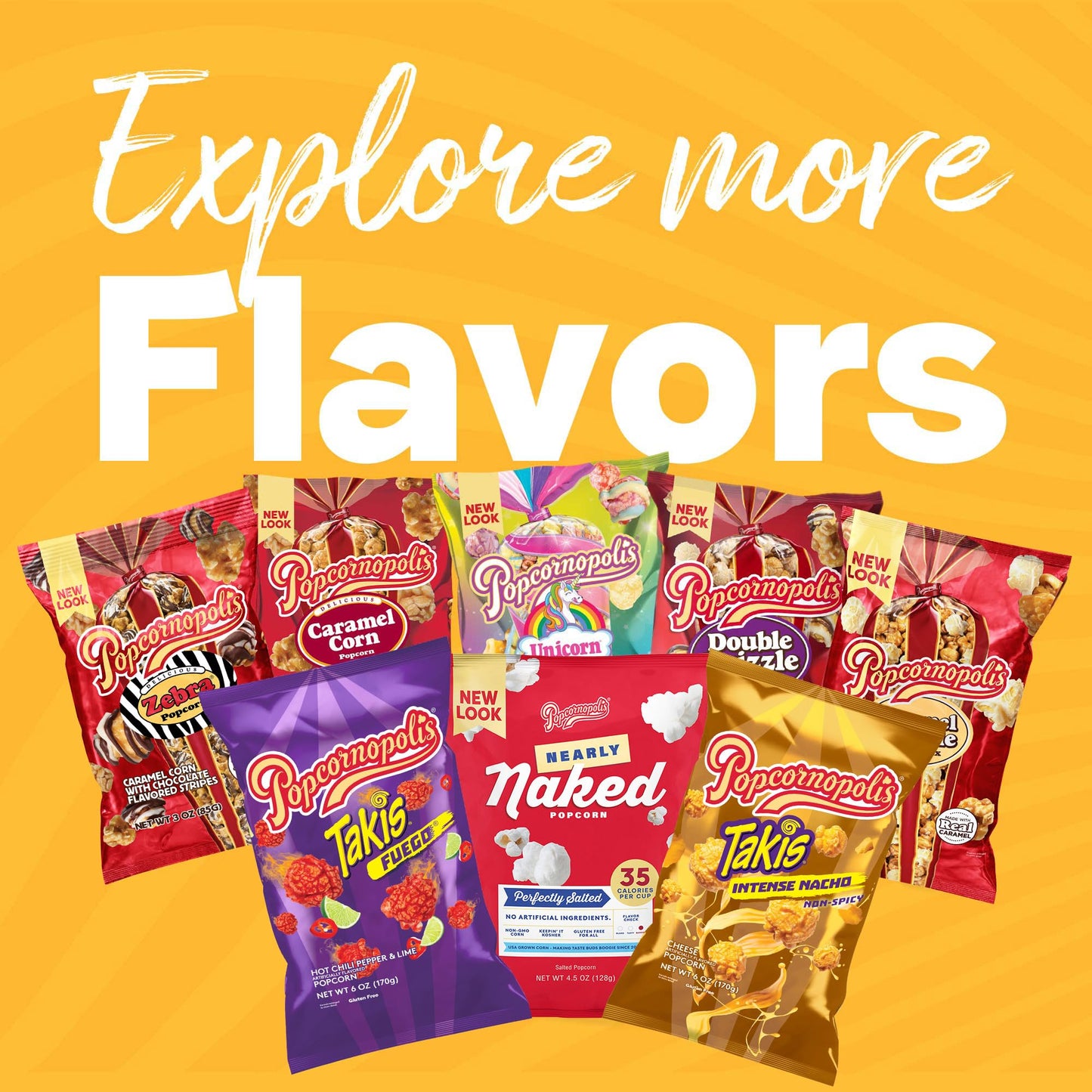 Popcornopolis Gourmet Popcorn Cone Variety Pack – Zebra, Cheddar Cheese, Caramel & Kettle Corn Popcorn, Great for Gifting & Sharing (12 - Count) - Fresh Hearth