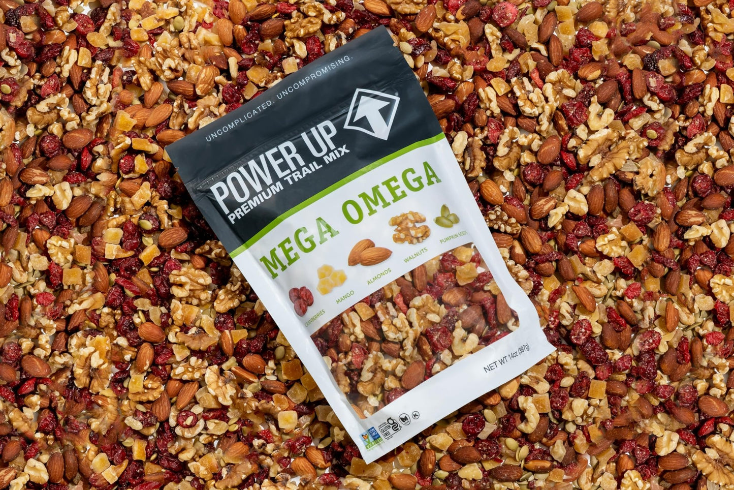 Power Up Trail Mix, Mega Omega Trail Mix, Non - GMO, Vegan, Gluten Free, No Artificial Ingredients, Gourmet Nut, 14 Ounce 2 Packs - Fresh Hearth