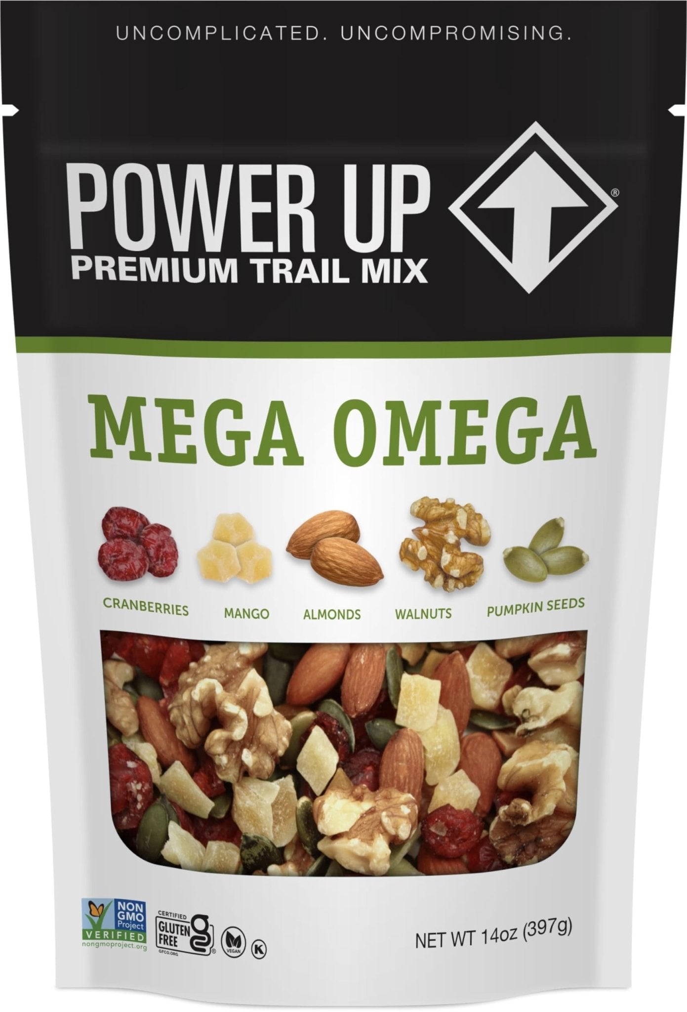 Power Up Trail Mix, Mega Omega Trail Mix, Non - GMO, Vegan, Gluten Free, No Artificial Ingredients, Gourmet Nut, 14 Ounce 2 Packs - Fresh Hearth