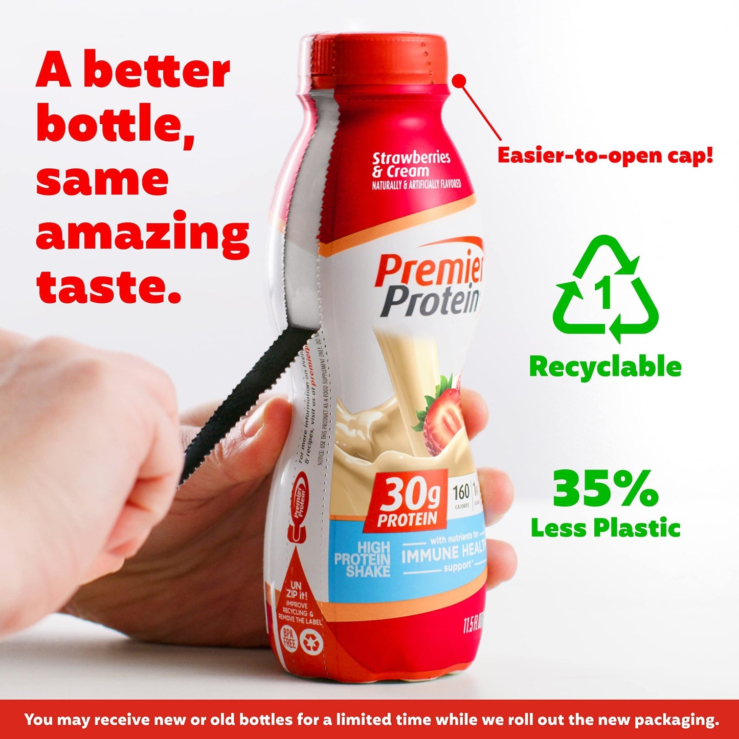 Premier Protein Shake, Strawberries & Cream, 30g Protein 1g Sugar 24 Vitamins Minerals Nutrients to Support Immune Health, 11.5 fl oz (Pack of 12) - Fresh Hearth