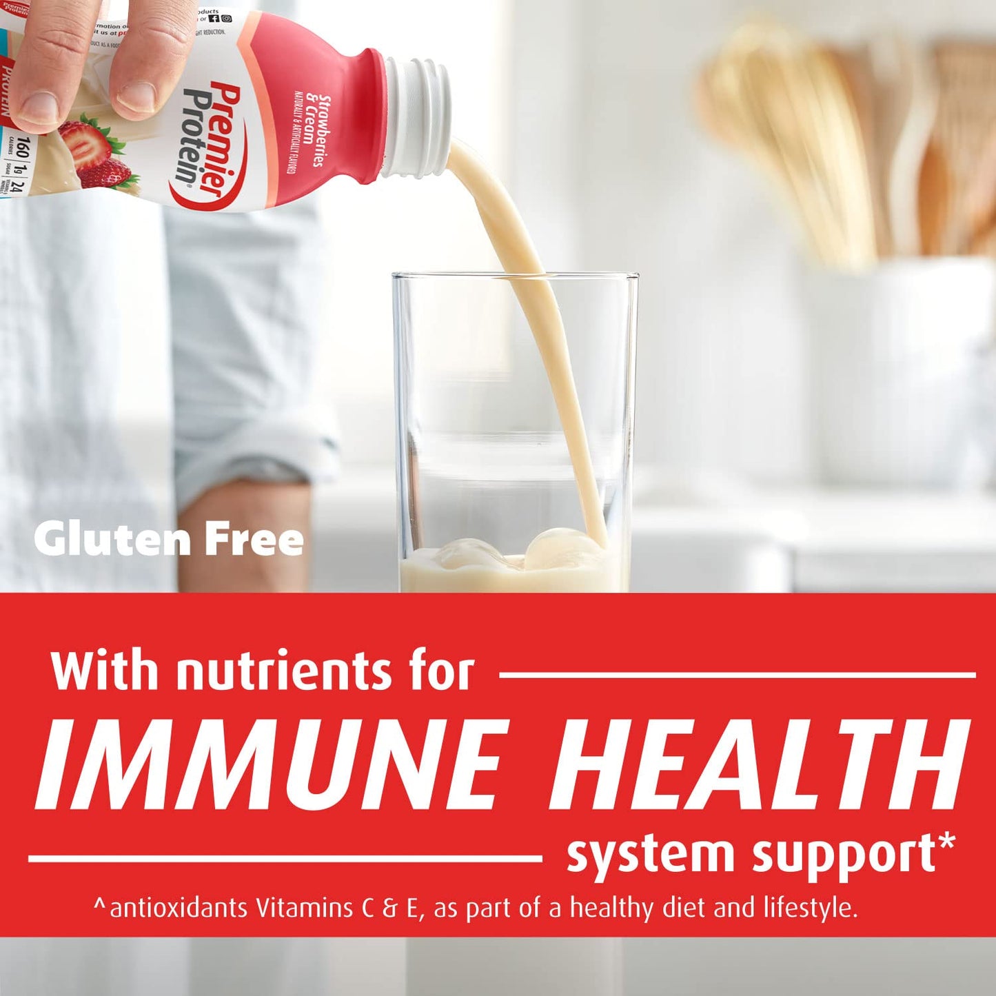 Premier Protein Shake, Strawberries & Cream, 30g Protein 1g Sugar 24 Vitamins Minerals Nutrients to Support Immune Health, 11.5 fl oz (Pack of 12) - Fresh Hearth