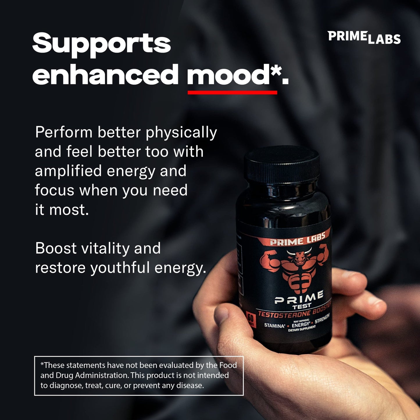 Prime Labs - Men's Testosterone Booster - Stamina, Endurance, & Strength Booster - 60 Caplets - Fresh Hearth