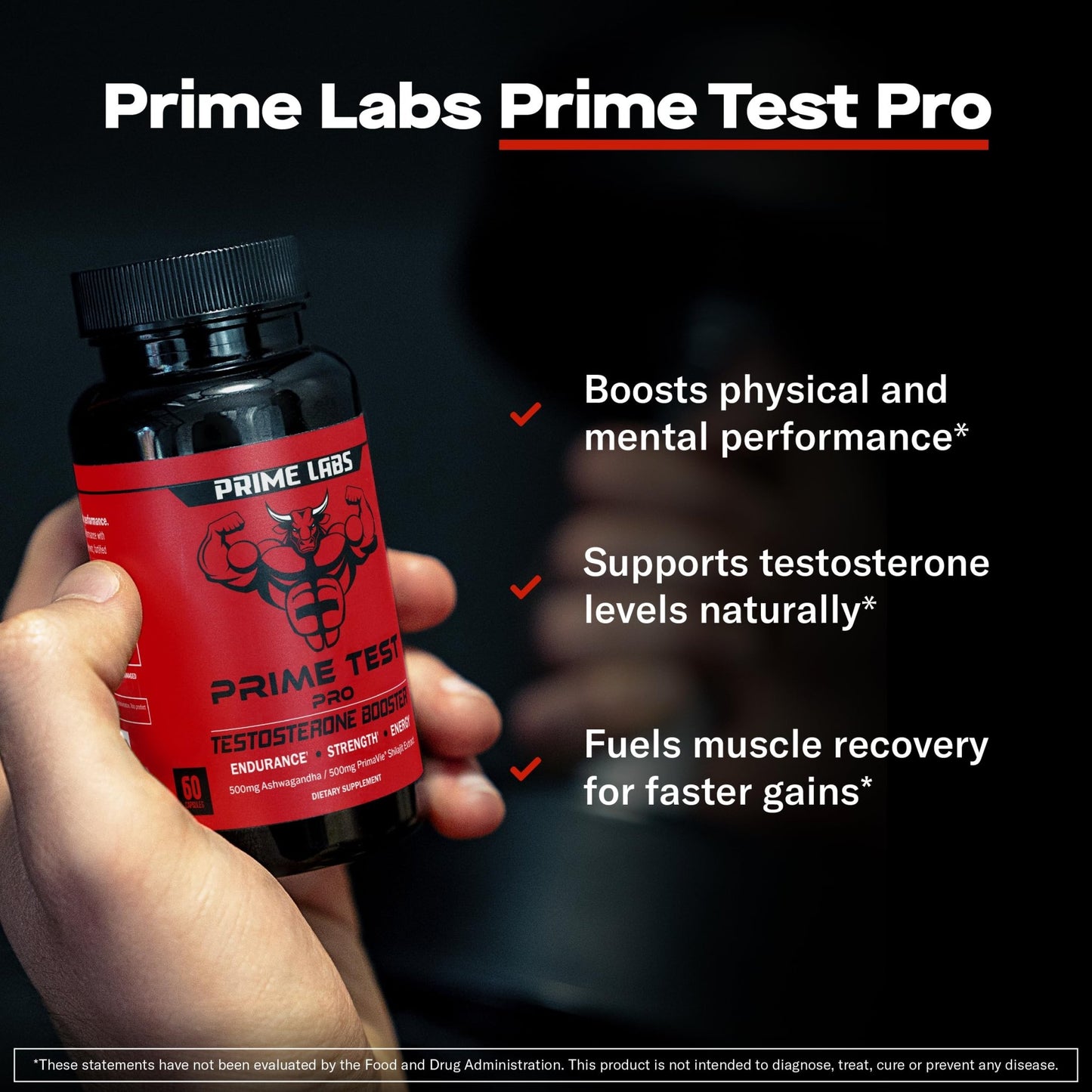 Prime Labs Prime Test Pro - Testosterone Supplement for Men - Test, Vitality, & Energy Booster - with Ashwagandha, PrimaVie Shilajit Extract, & DIM - 60 Capsules - Fresh Hearth
