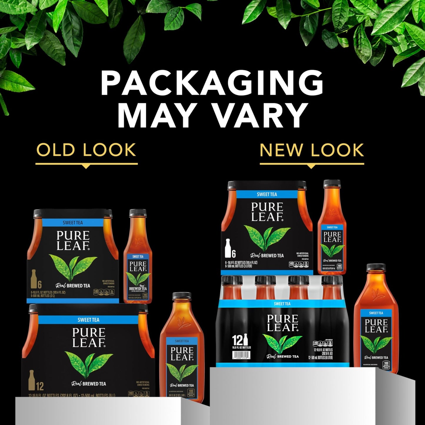 Pure Leaf Iced Tea, Unsweetened 3 Flavor Variety Pack, Zero Sugar & Zero Calories, 18.5 Fl Oz Bottles (Pack of 12) - Fresh Hearth