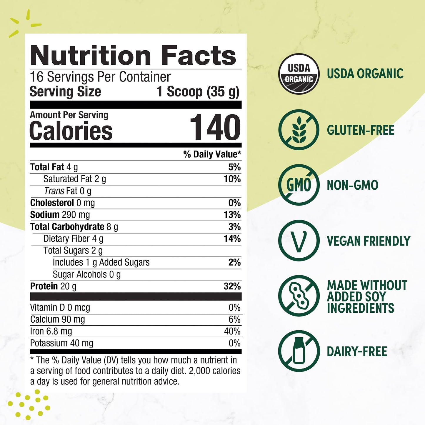 Purely Inspired Plant - Based Protein Powder for Men & Women, Creamy French Vanilla (16 Servings) - Vegan & Organic - 20g of Pea Protein Powder for Smoothies & Shakes - Dairy - Free, & Gluten - Free - Fresh Hearth