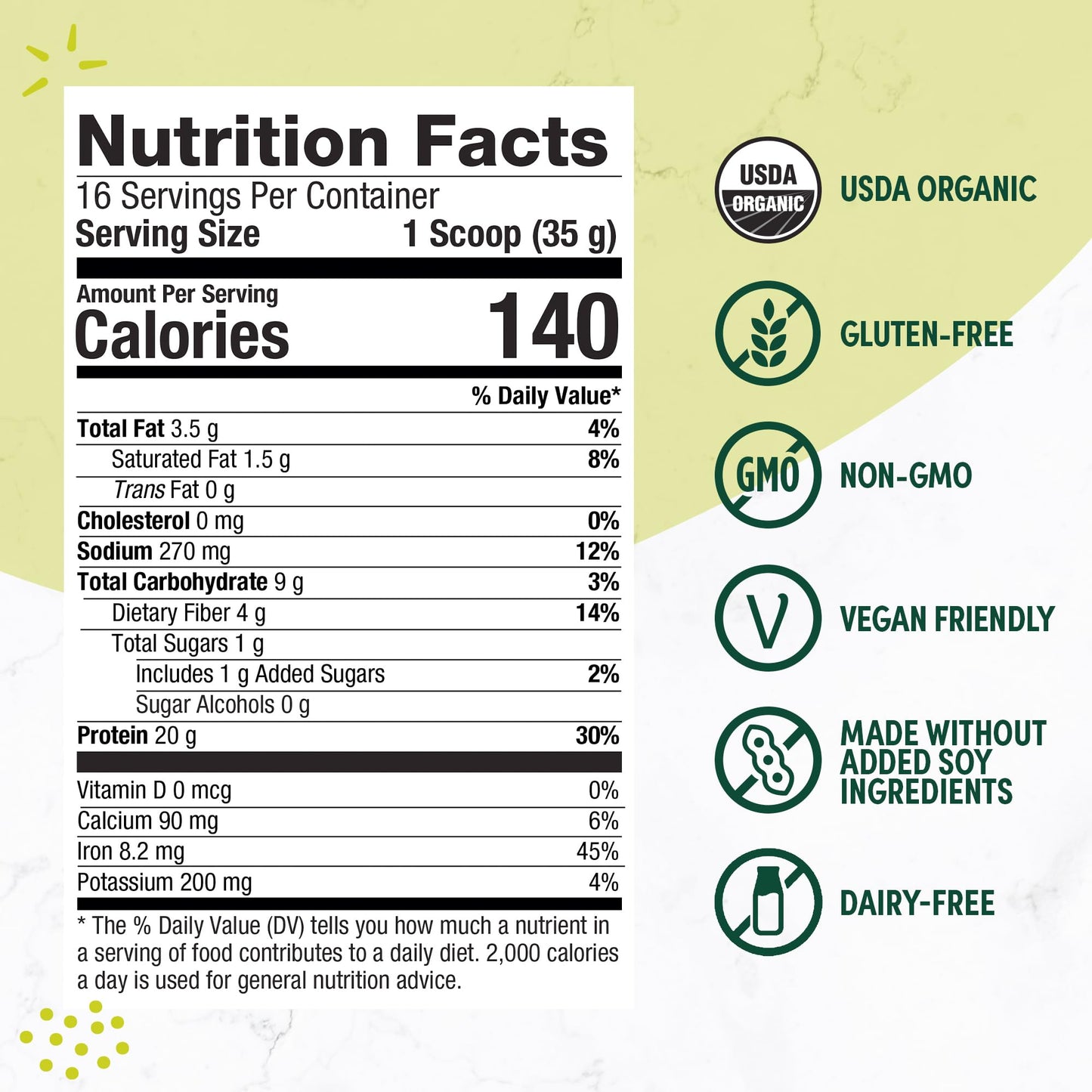 Purely Inspired Plant - Based Protein Powder for Men & Women, Rich Decadent Chocolate (16 Servings) - Vegan & Organic - 20g of Pea Protein Powder for Smoothies & Shakes - Dairy - Free, & Gluten - Free - Fresh Hearth