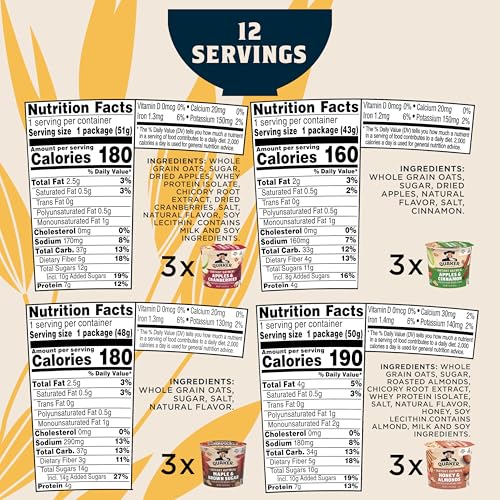 Quaker Instant Oatmeal Express Cups, 4 Flavor Variety Pack, 1.76 Ounce (Pack of 12) - Fresh Hearth