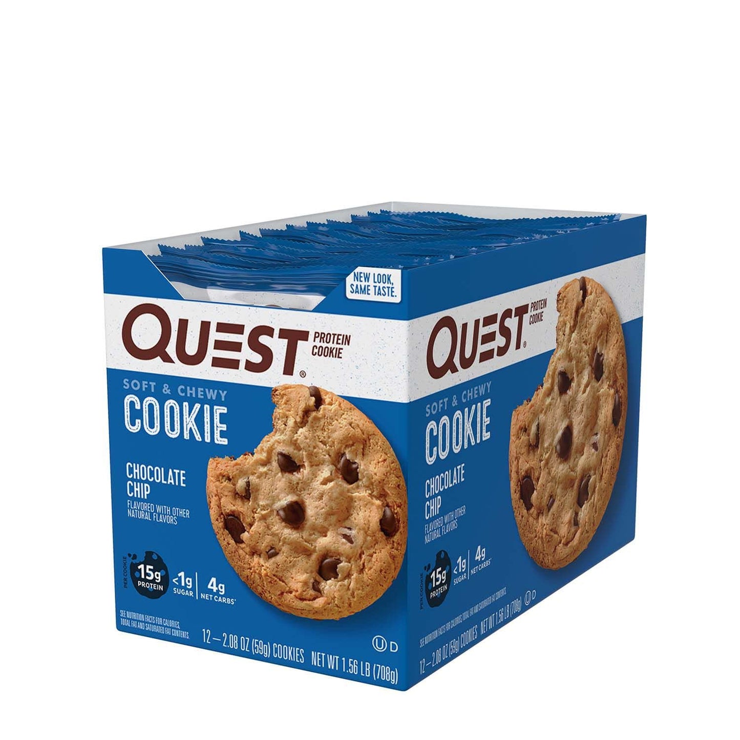 Quest Nutrition Chocolate Chip Protein Cookie, 15g Protein, 1g Sugar, 2g Net Carbs, Keto Friendly, High Protein, Low Carb; 12 Count - Fresh Hearth