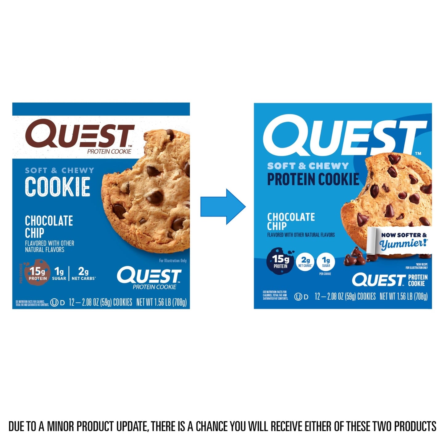 Quest Nutrition Chocolate Chip Protein Cookie, 15g Protein, 1g Sugar, 2g Net Carbs, Keto Friendly, High Protein, Low Carb; 12 Count - Fresh Hearth
