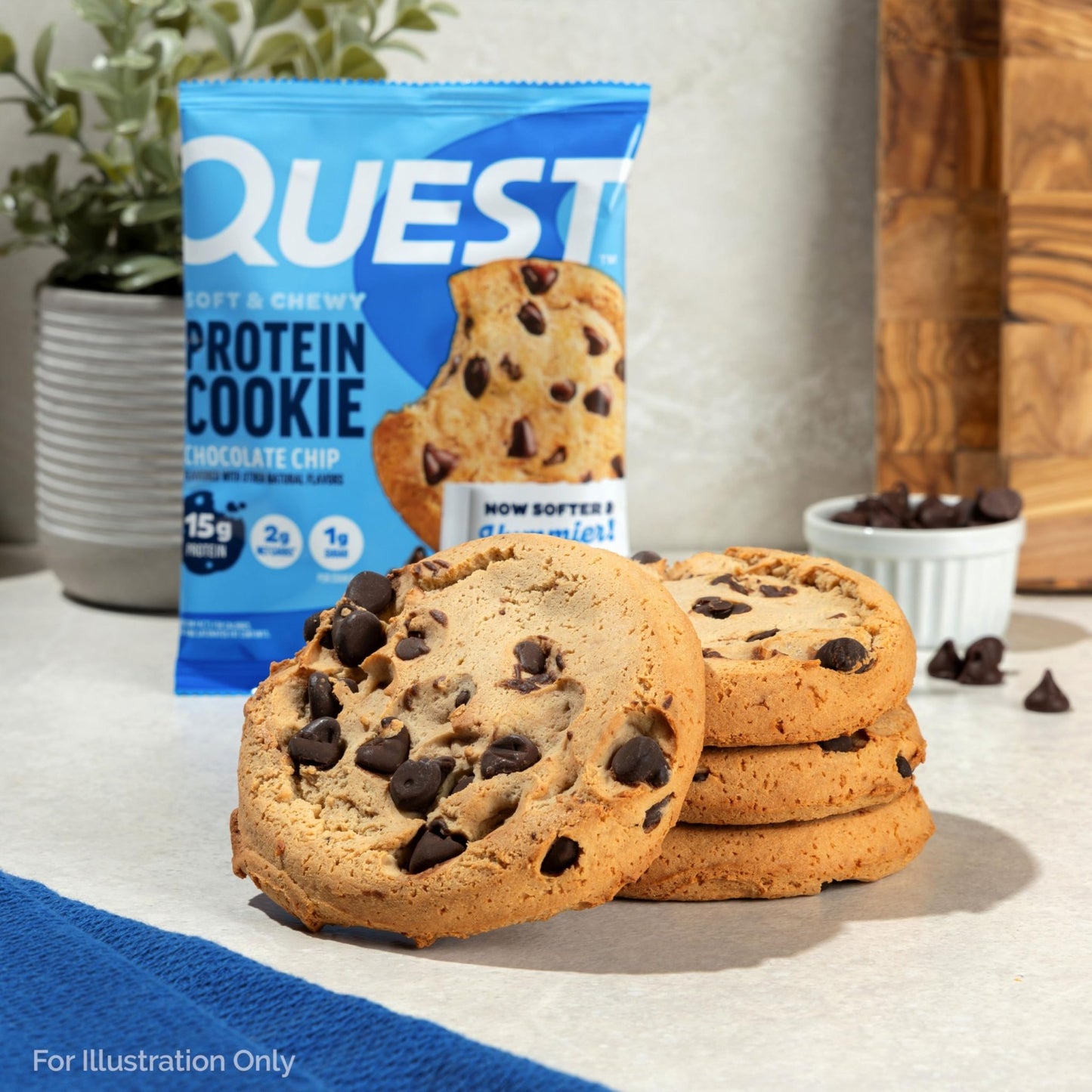 Quest Nutrition Chocolate Chip Protein Cookie, 15g Protein, 1g Sugar, 2g Net Carbs, Keto Friendly, High Protein, Low Carb; 12 Count - Fresh Hearth
