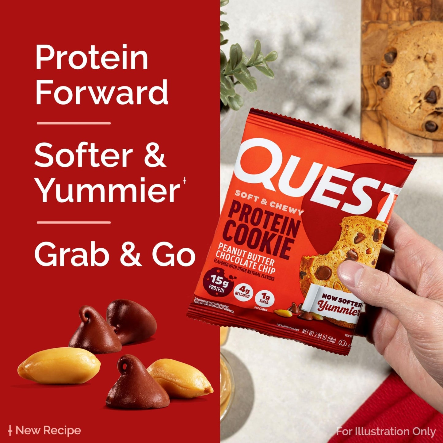 Quest Nutrition Peanut Butter Chocolate Chip High Protein Cookie, Keto Friendly, Low Carb, 24.5 Oz, 12 count (Pack of 1) - Fresh Hearth