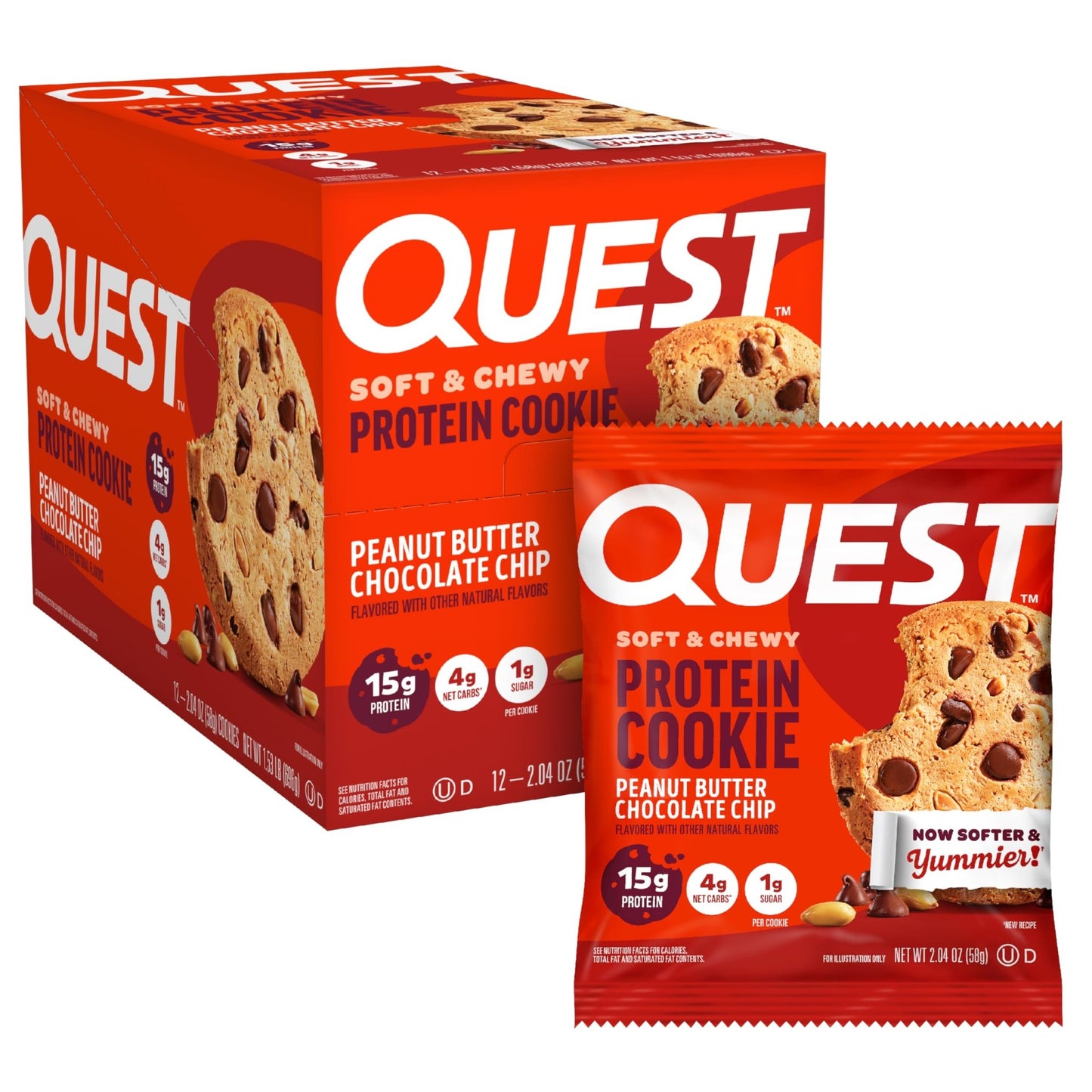 Quest Nutrition Peanut Butter Chocolate Chip High Protein Cookie, Keto Friendly, Low Carb, 24.5 Oz, 12 count (Pack of 1) - Fresh Hearth