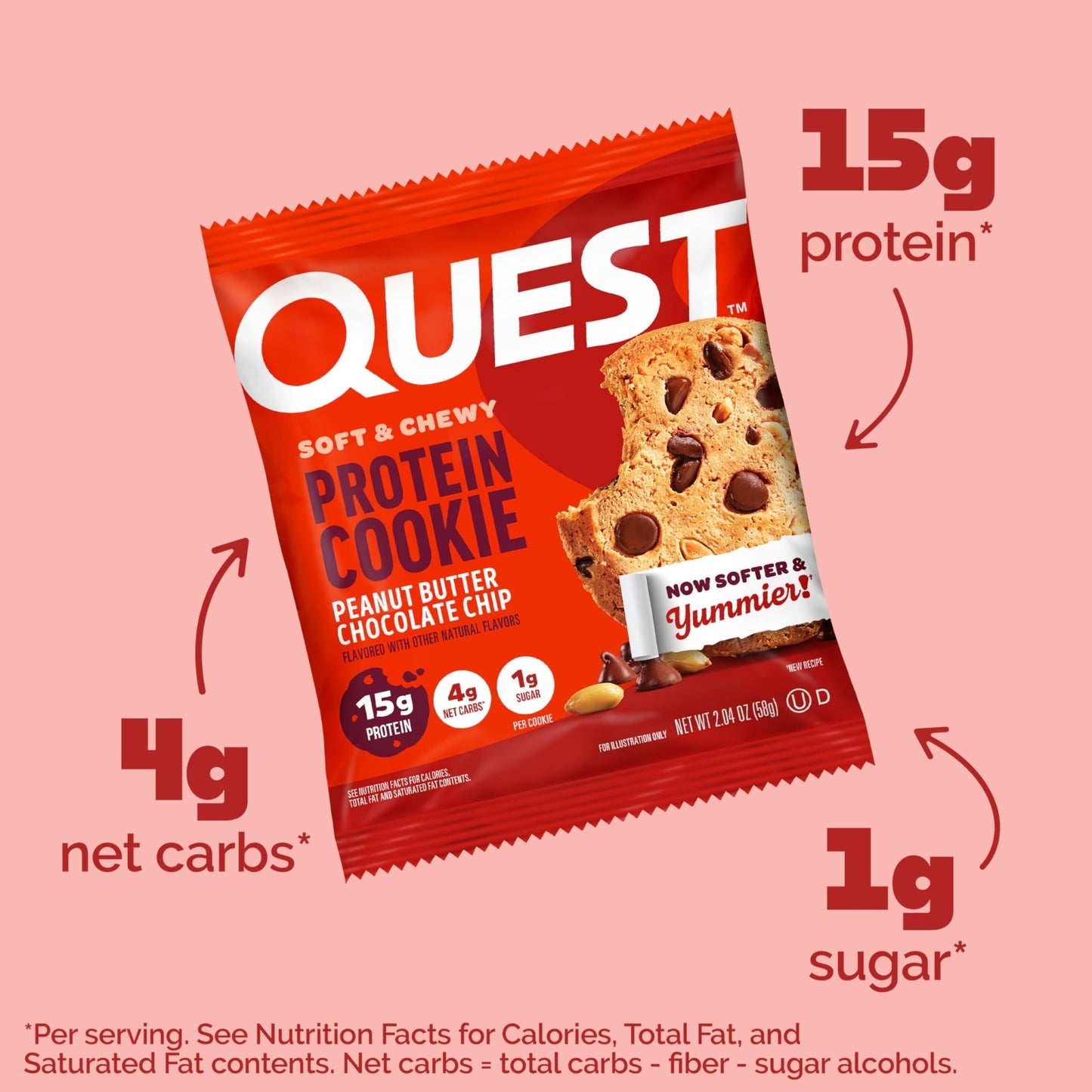 Quest Nutrition Peanut Butter Chocolate Chip High Protein Cookie, Keto Friendly, Low Carb, 24.5 Oz, 12 count (Pack of 1) - Fresh Hearth