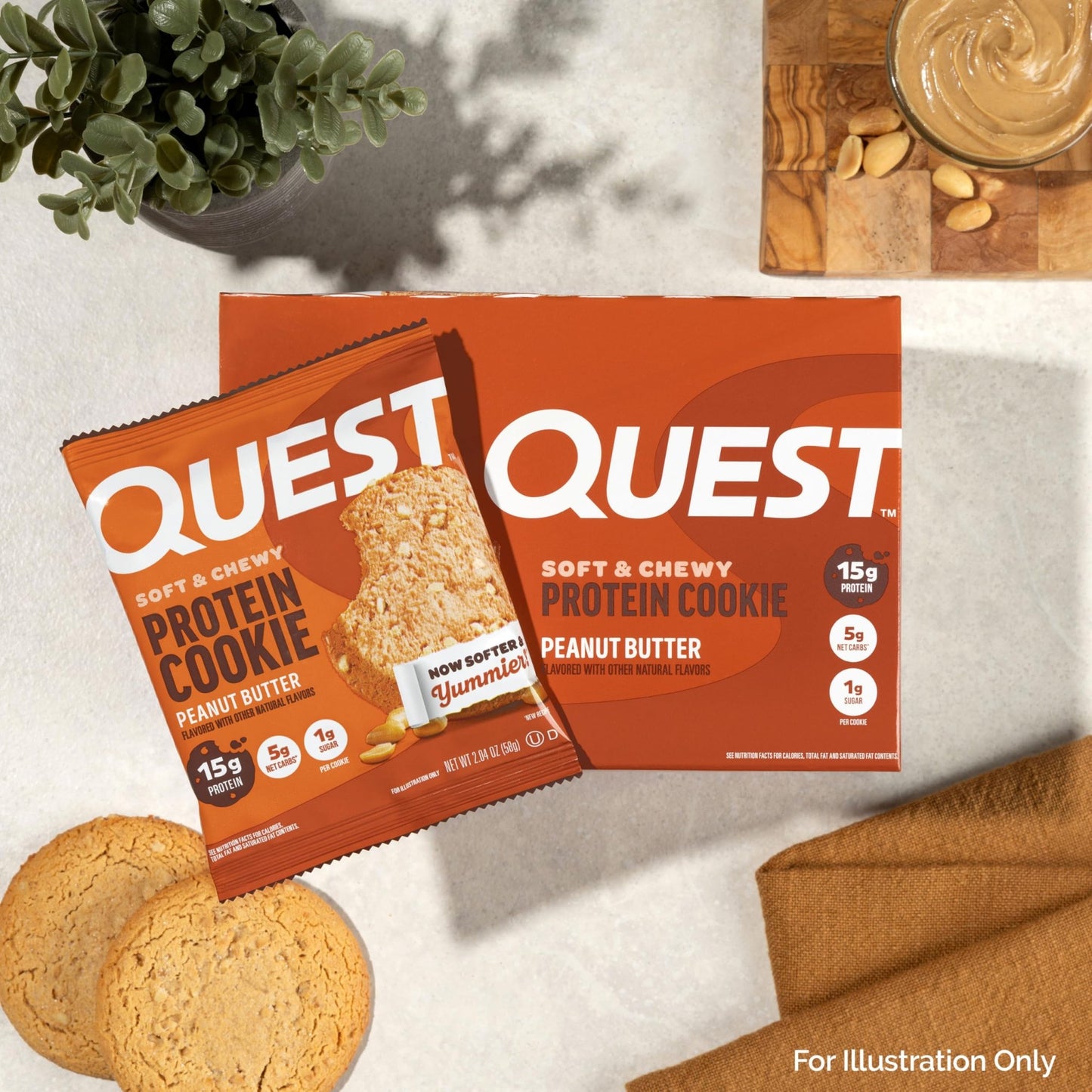 Quest Nutrition Peanut Butter Protein Cookie, 15g Protein, 1g Sugar, 5g Net Carbs, Keto Friendly, High Protein, Low Carb; 12 Count - Fresh Hearth