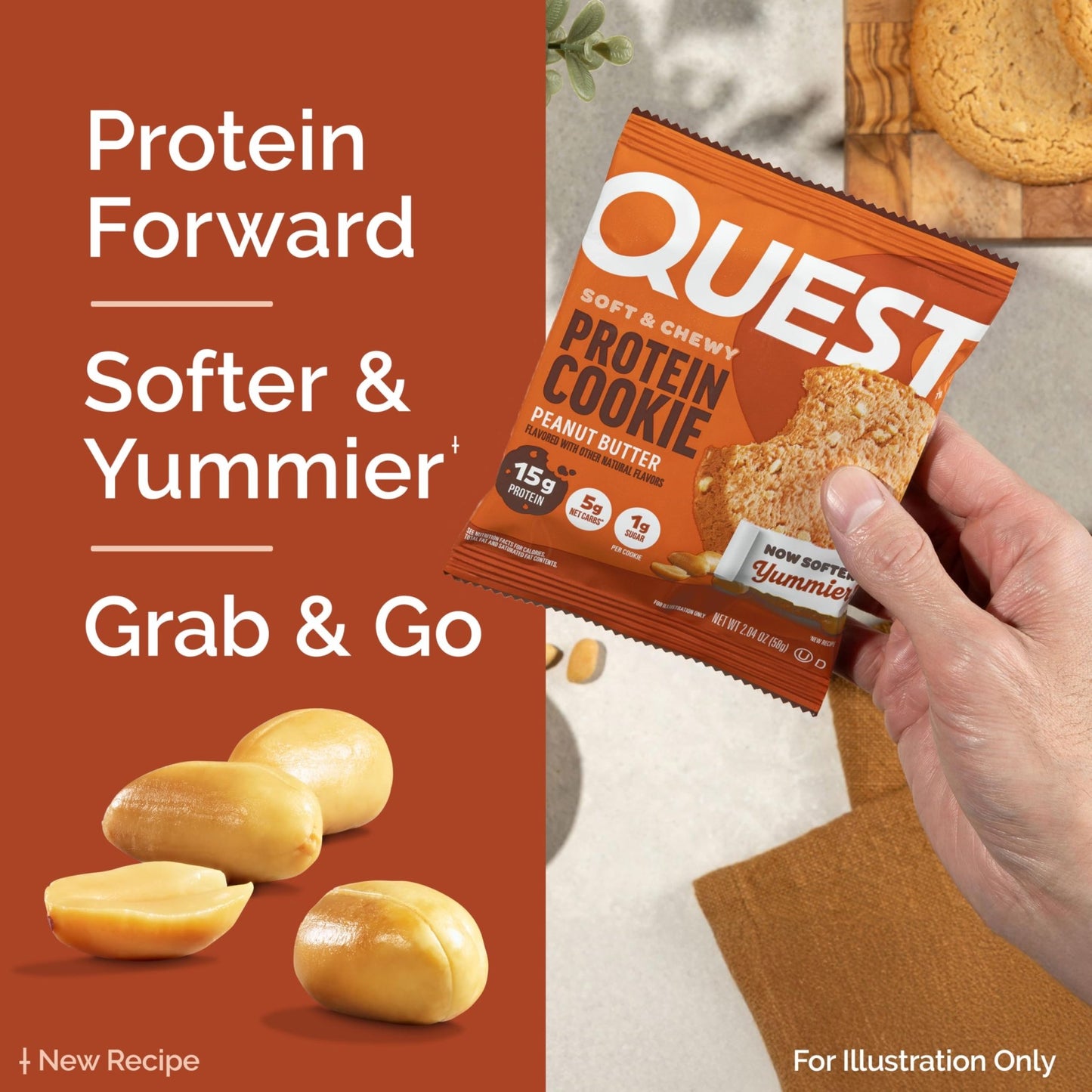 Quest Nutrition Peanut Butter Protein Cookie, 15g Protein, 1g Sugar, 5g Net Carbs, Keto Friendly, High Protein, Low Carb; 12 Count - Fresh Hearth