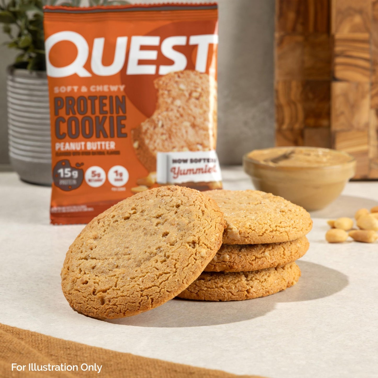 Quest Nutrition Peanut Butter Protein Cookie, 15g Protein, 1g Sugar, 5g Net Carbs, Keto Friendly, High Protein, Low Carb; 12 Count - Fresh Hearth