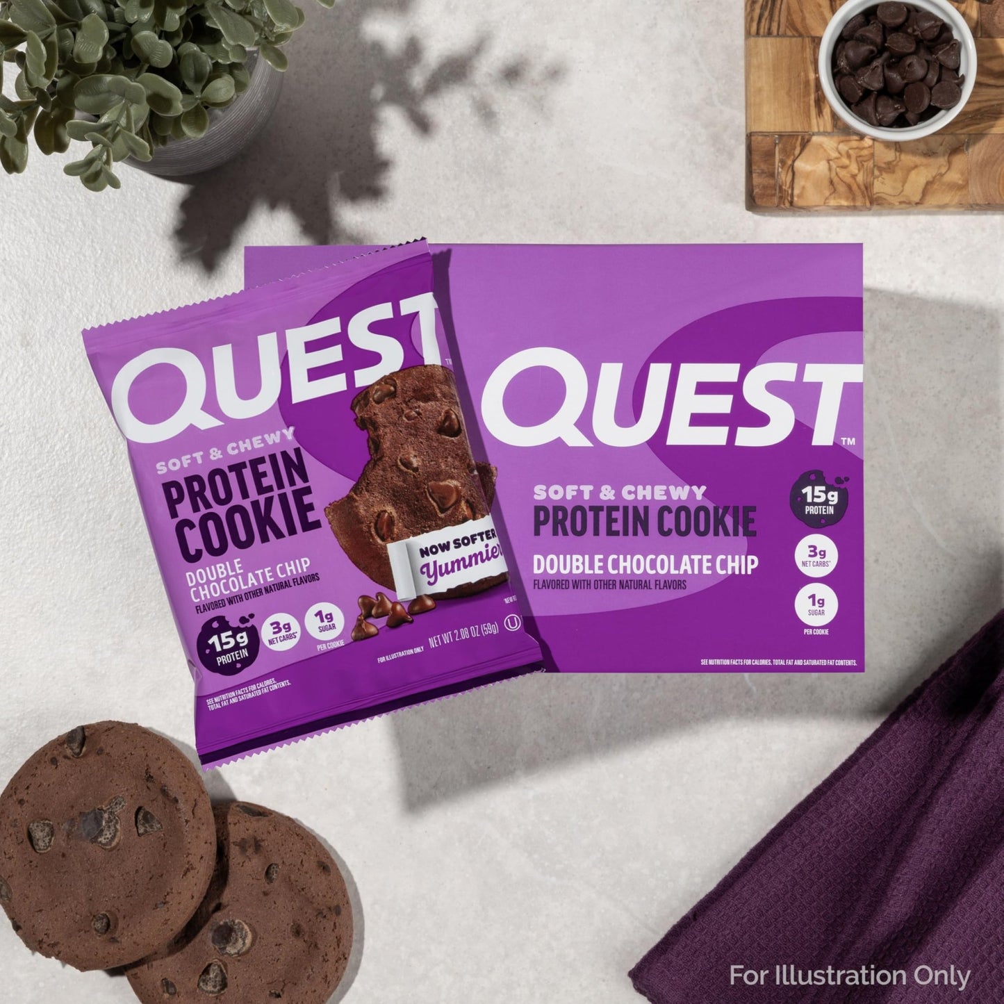 Quest Soft & Chewy Protein Cookie - Double Chocolate Chip (12 Cookies) - Fresh Hearth