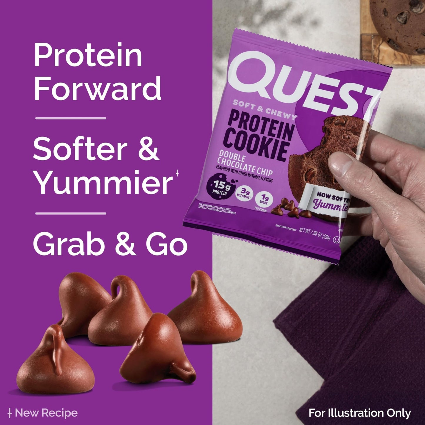 Quest Soft & Chewy Protein Cookie - Double Chocolate Chip (12 Cookies) - Fresh Hearth