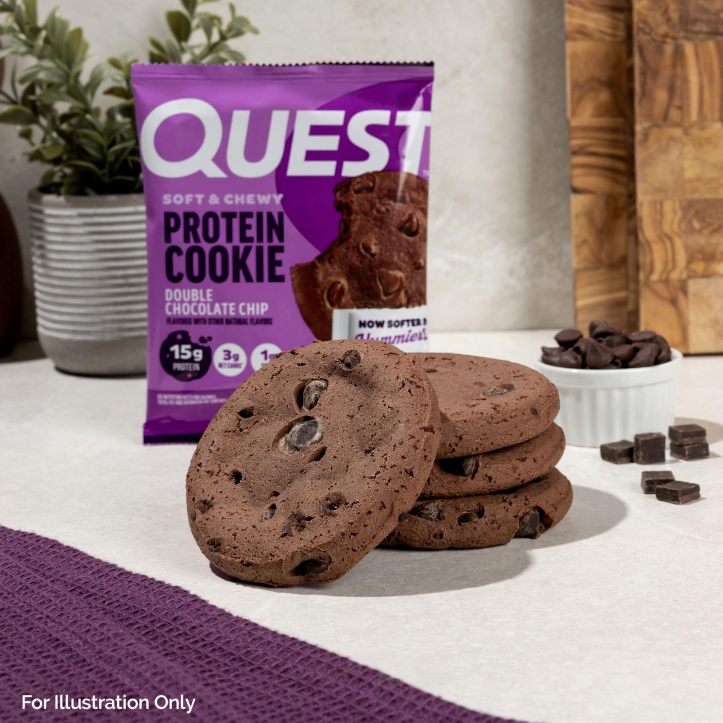 Quest Soft & Chewy Protein Cookie - Double Chocolate Chip (12 Cookies) - Fresh Hearth