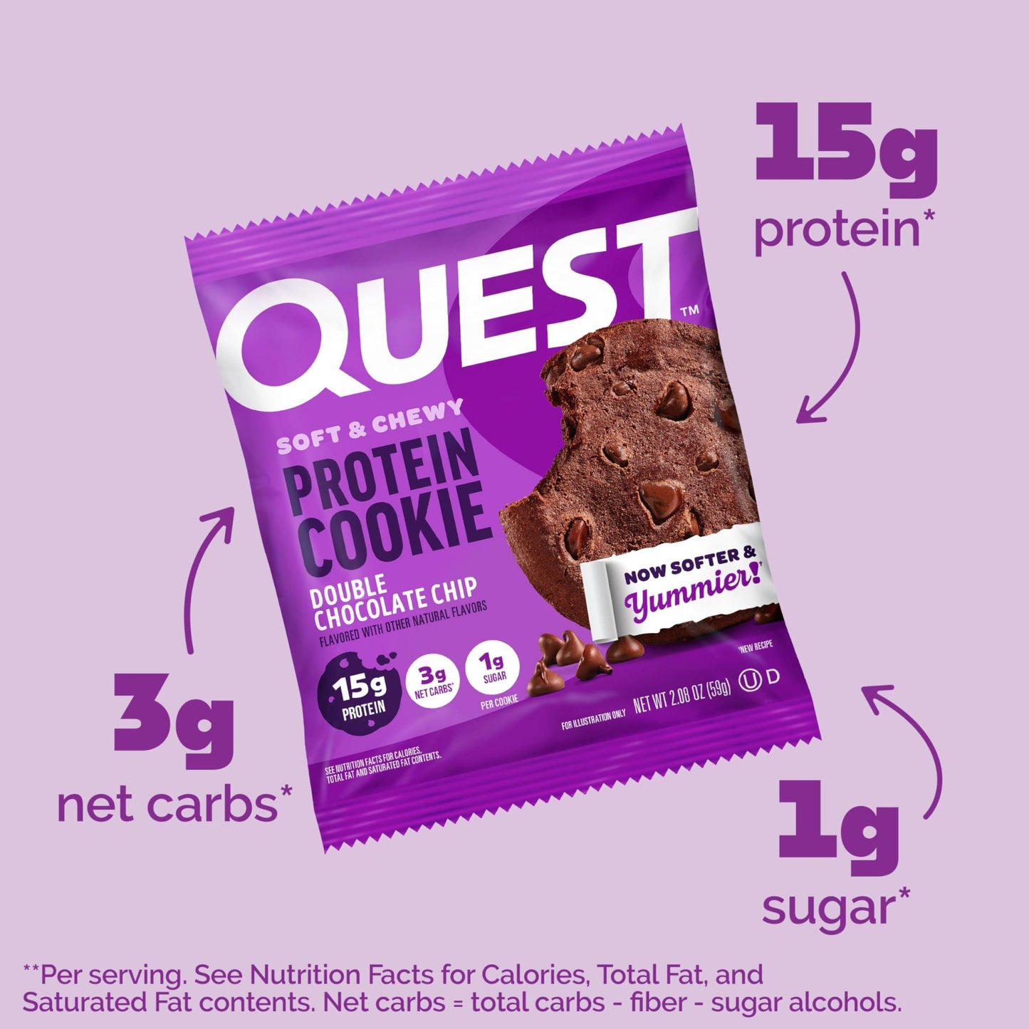 Quest Soft & Chewy Protein Cookie - Double Chocolate Chip (12 Cookies) - Fresh Hearth