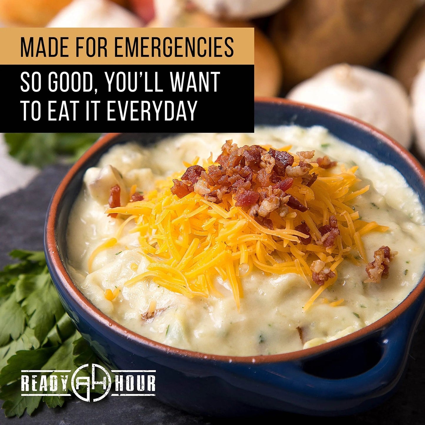 Ready Hour, Emergency Meal Entrées, Real Non - Perishable Meals, 25 - Year Shelf Life, Portable Flood - Safe Container, 120 Servings - Fresh Hearth