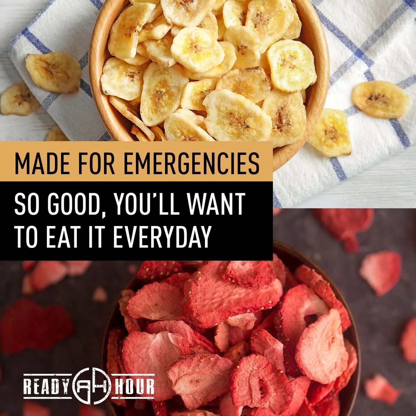 Ready Hour, Fruit & Veggie Mix, Non - Perishable Freeze - Dried Food, 30 - Year Shelf Life, Portable Emergency and Adventure Food Supply, Durable Flood Safe Container, 56 Servings - Fresh Hearth