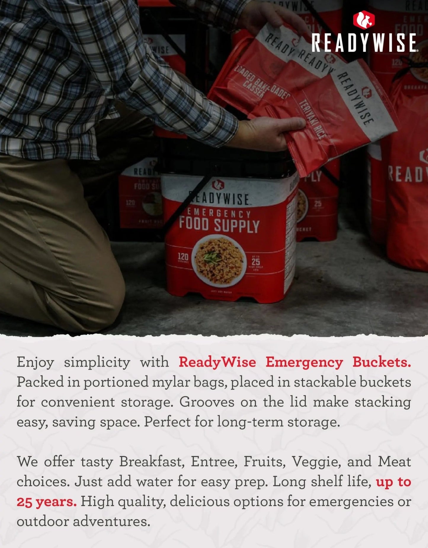 READYWISE - 14 Day, Emergency Food Supply, 150 Servings, 1 Bucket, Freeze Dried, MRE, Pre - made, Camping Essentials, Survival Kit, Food for Hiking, Adventure and Emergencies, 25 - Year Shelf Life - Fresh Hearth