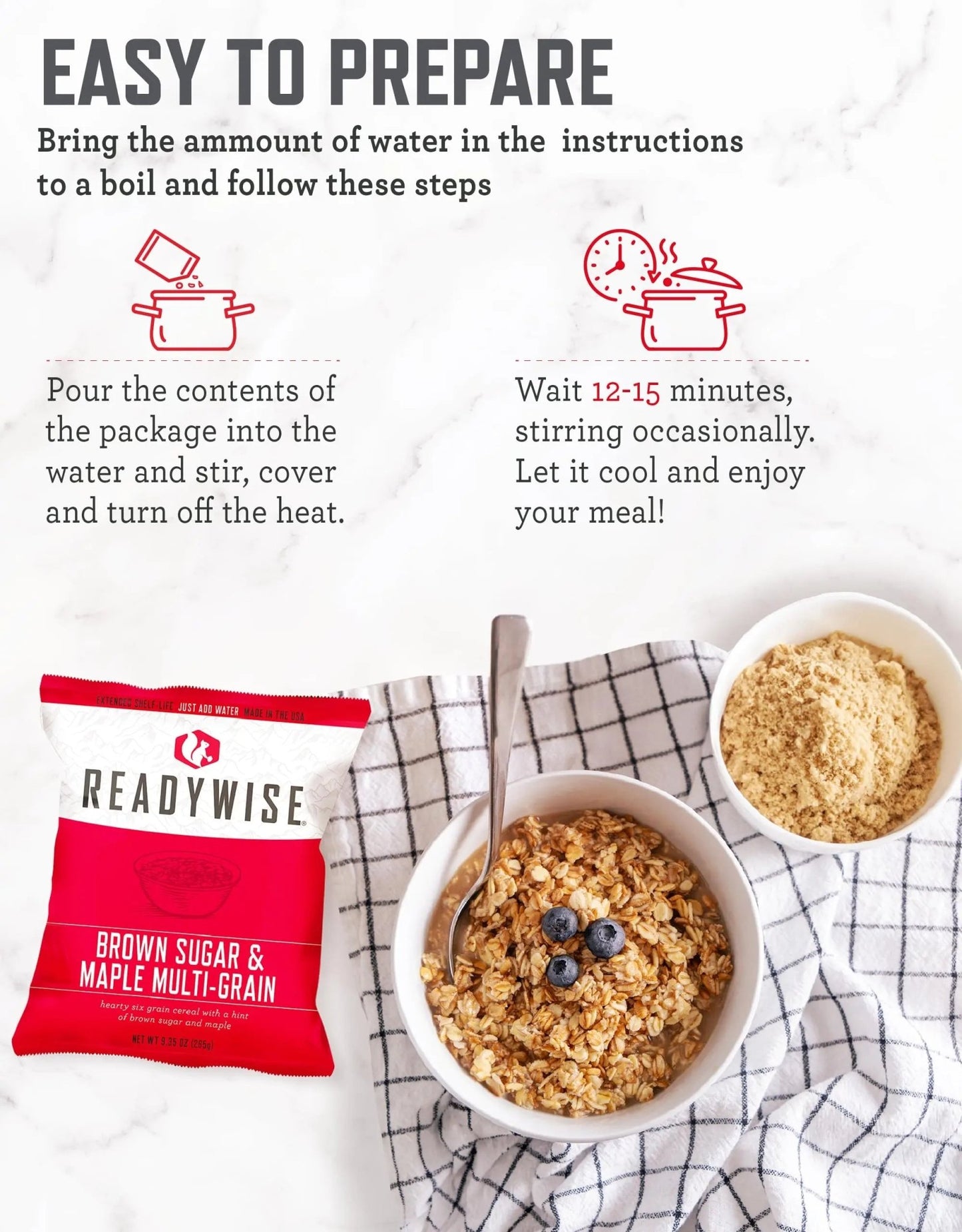 READYWISE - Breakfast Bucket, 120 Servings, Emergency, MRE Meal, Food Supply, Premade, Freeze Dried Survival Food for Hiking, Adventure & Camping Essentials, Individually Packaged, 25 Year Shelf Life - Fresh Hearth