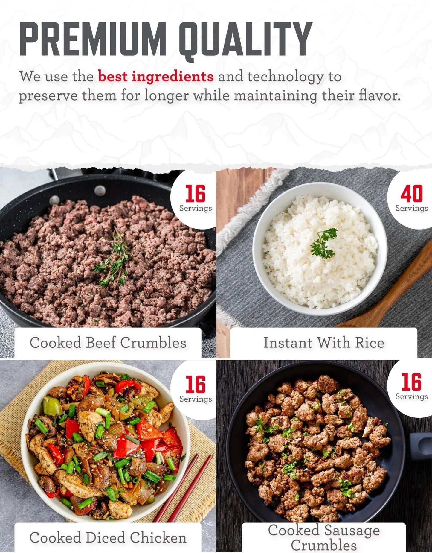 READYWISE - Chicken, Beef, Pork & Rice Emergency Food Supply Bucket, Freeze - Dried Survival Meals, Camping & Hiking Essentials, Long Term Meal, 48 Meat & 40 Rice Servings, Up to 25 Year Shelf Life - Fresh Hearth