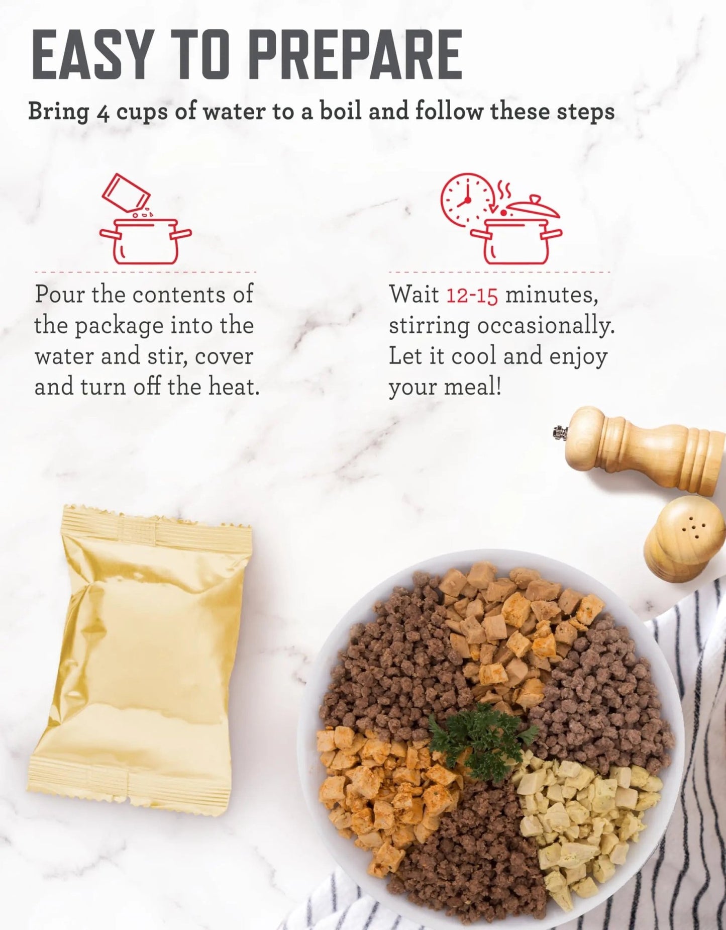 READYWISE - Chicken, Beef, Pork & Rice Emergency Food Supply Bucket, Freeze - Dried Survival Meals, Camping & Hiking Essentials, Long Term Meal, 48 Meat & 40 Rice Servings, Up to 25 Year Shelf Life - Fresh Hearth