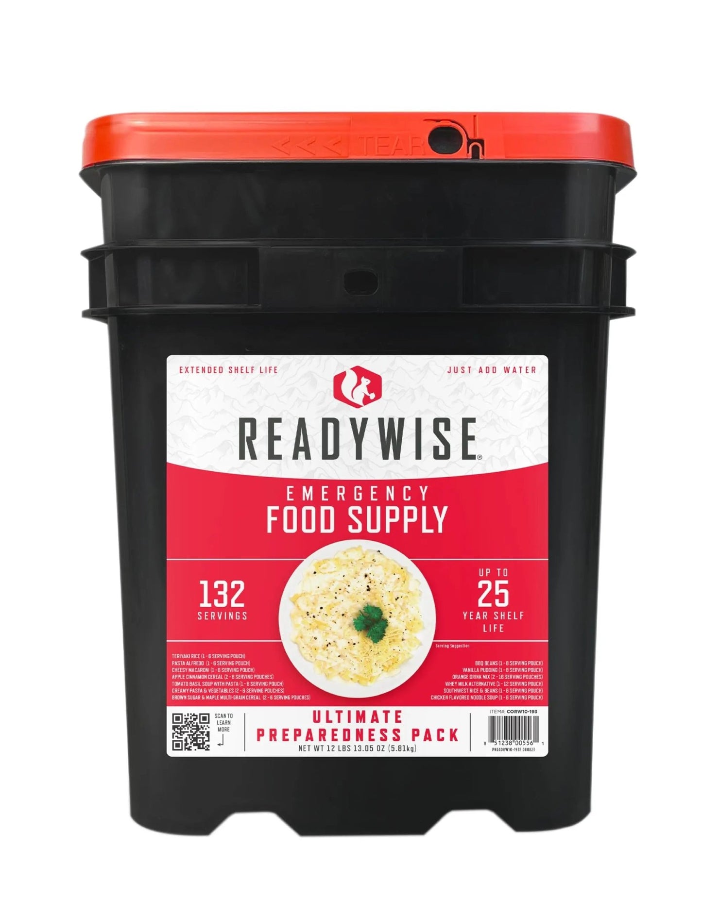 READYWISE - Emergency Food Supply, 132 Servings, 1 Bucket, Freeze - Dried, MRE, Survival and Adventure Essentials for Camping, Hiking & Emergencies, Individually Packaged, Up to 25 Year Shelf Life - Fresh Hearth
