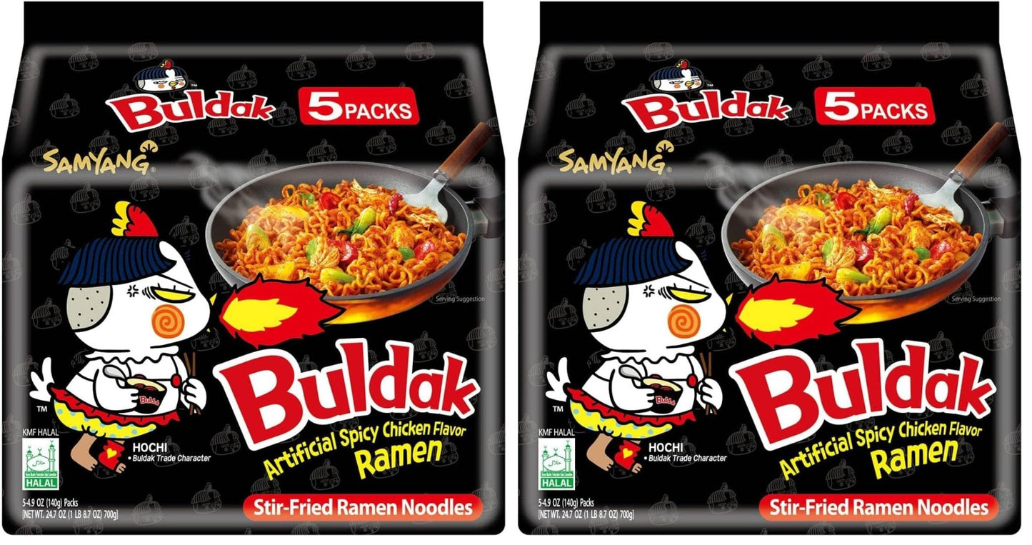 Samyang Buldak Spicy Ramen, Hot Chicken Ramen, Korean Stir - Fried Instant Noodle, Original, 1 Bag with 10 Pack - Fresh Hearth