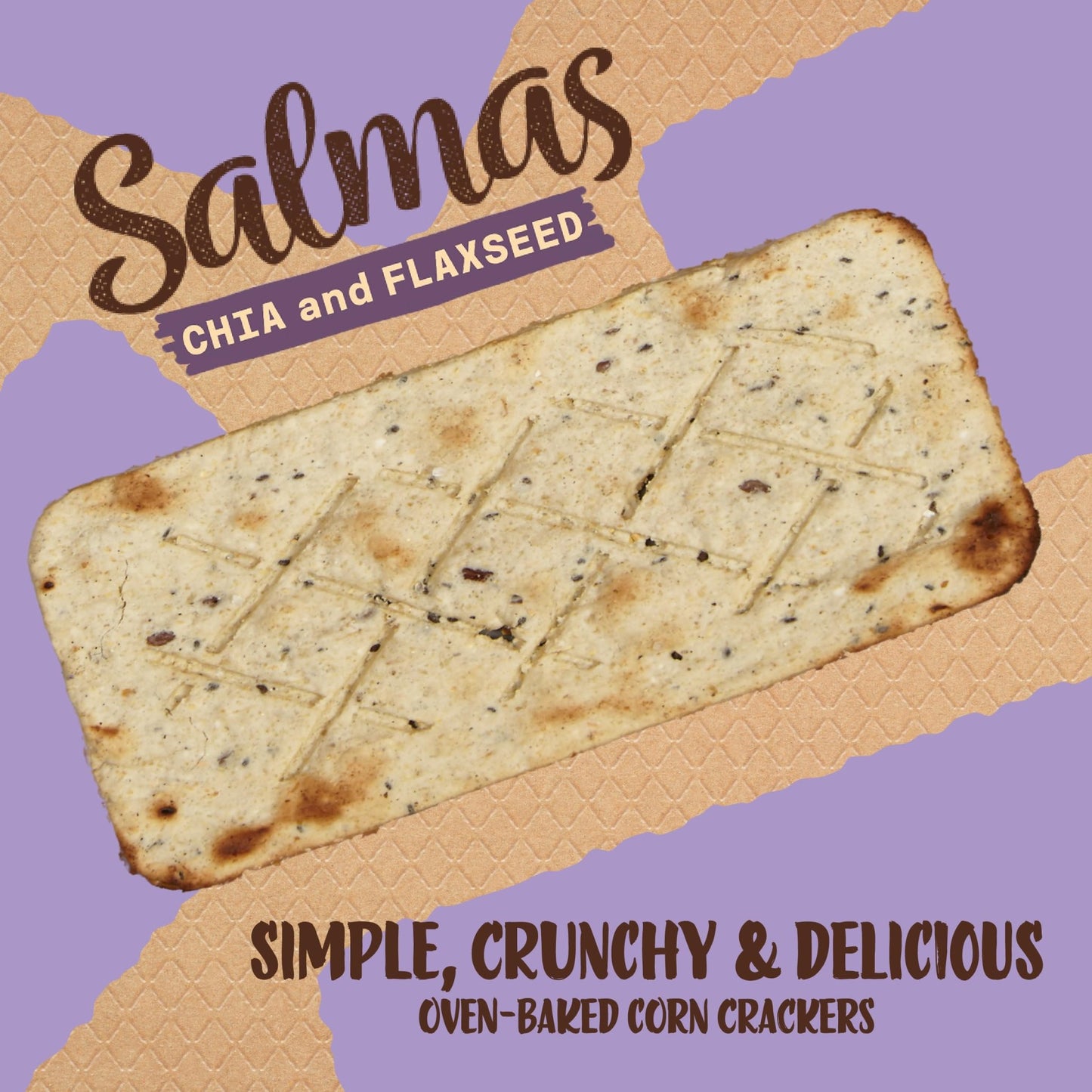 Sanissimo Salmas Chia & Flaxseed, 40 Packs of 3 Crackers, Oven Baked Corn Crackers, Gluten Free, Non - GMO, Kosher Certified - Fresh Hearth