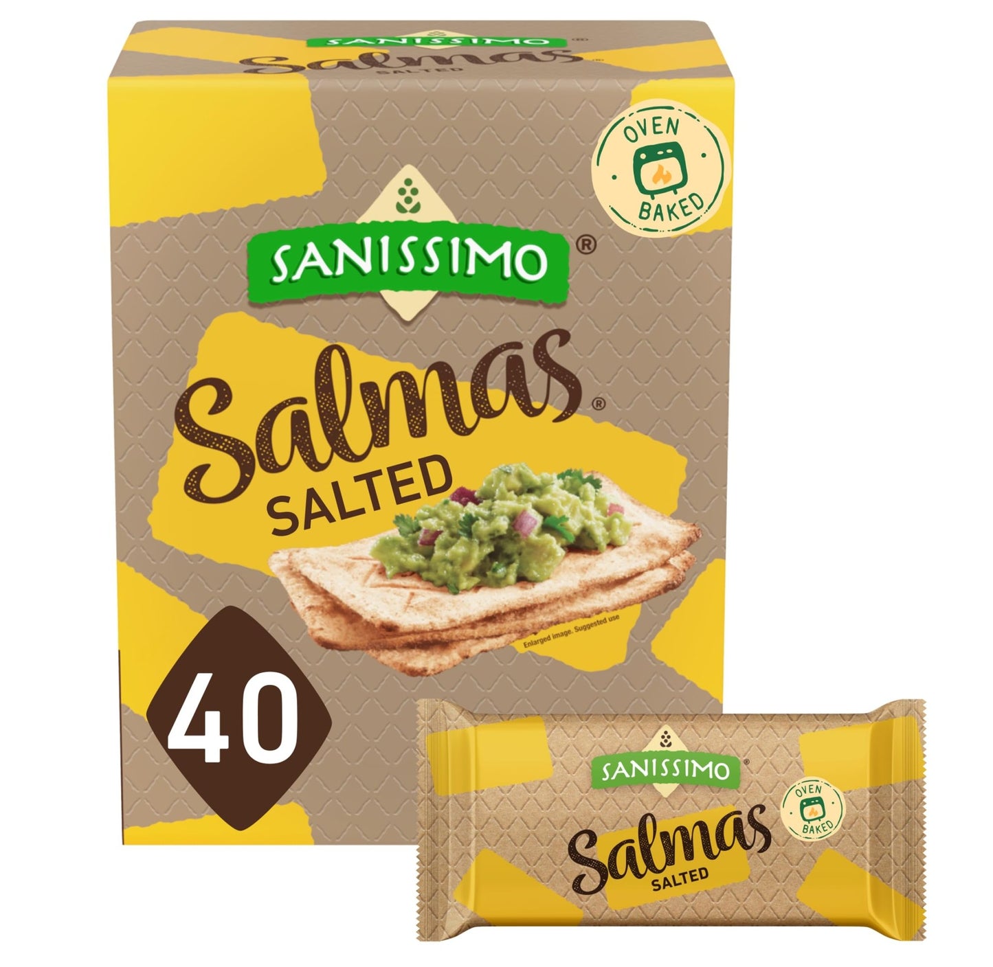 Sanissimo Salmas Salted, 40 packs of 3 Crackers, Oven Baked Corn Crackers, Gluten Free, Non GMO, Kosher Certified - Fresh Hearth